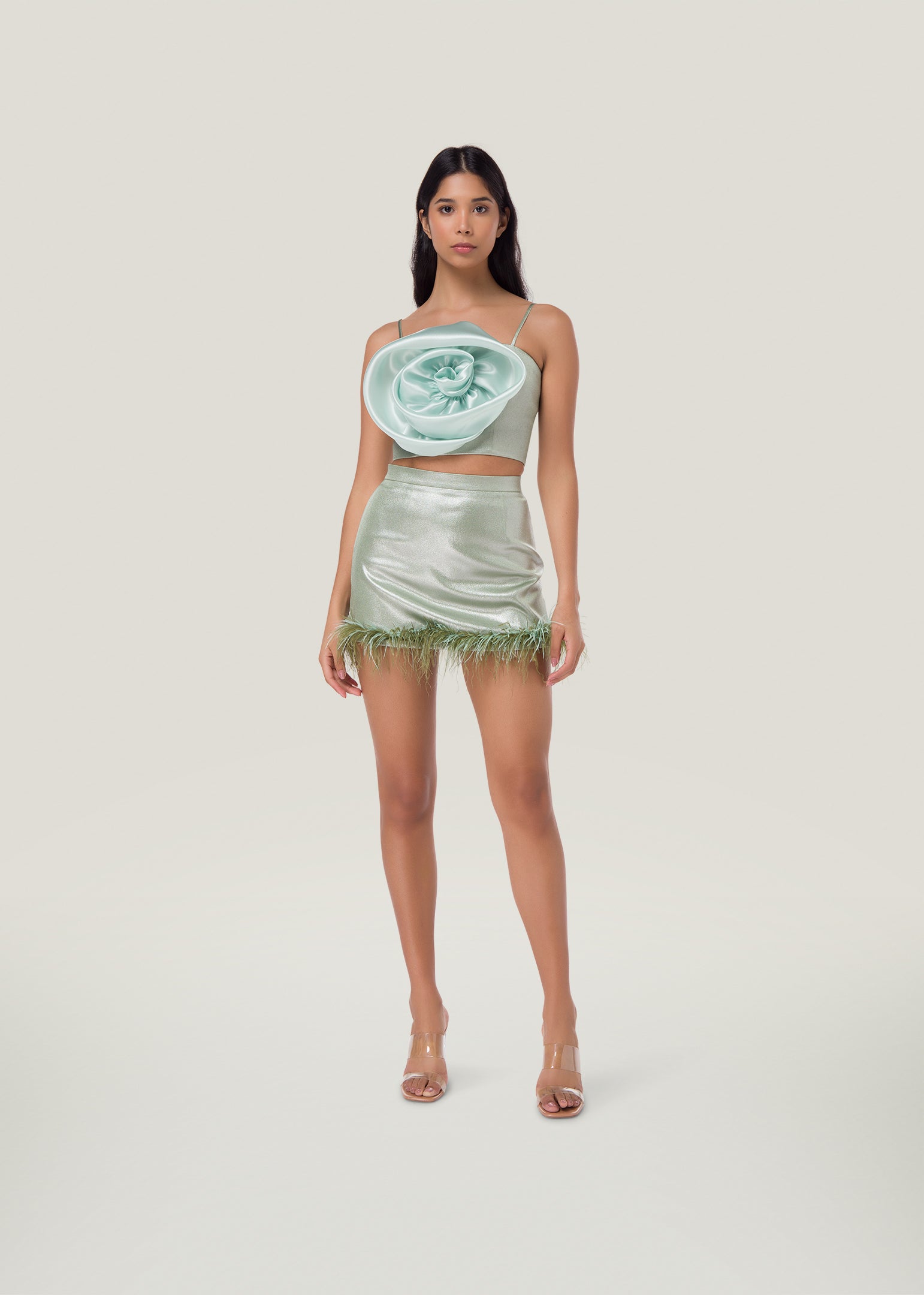 Une Rose Shimmer Crop Top