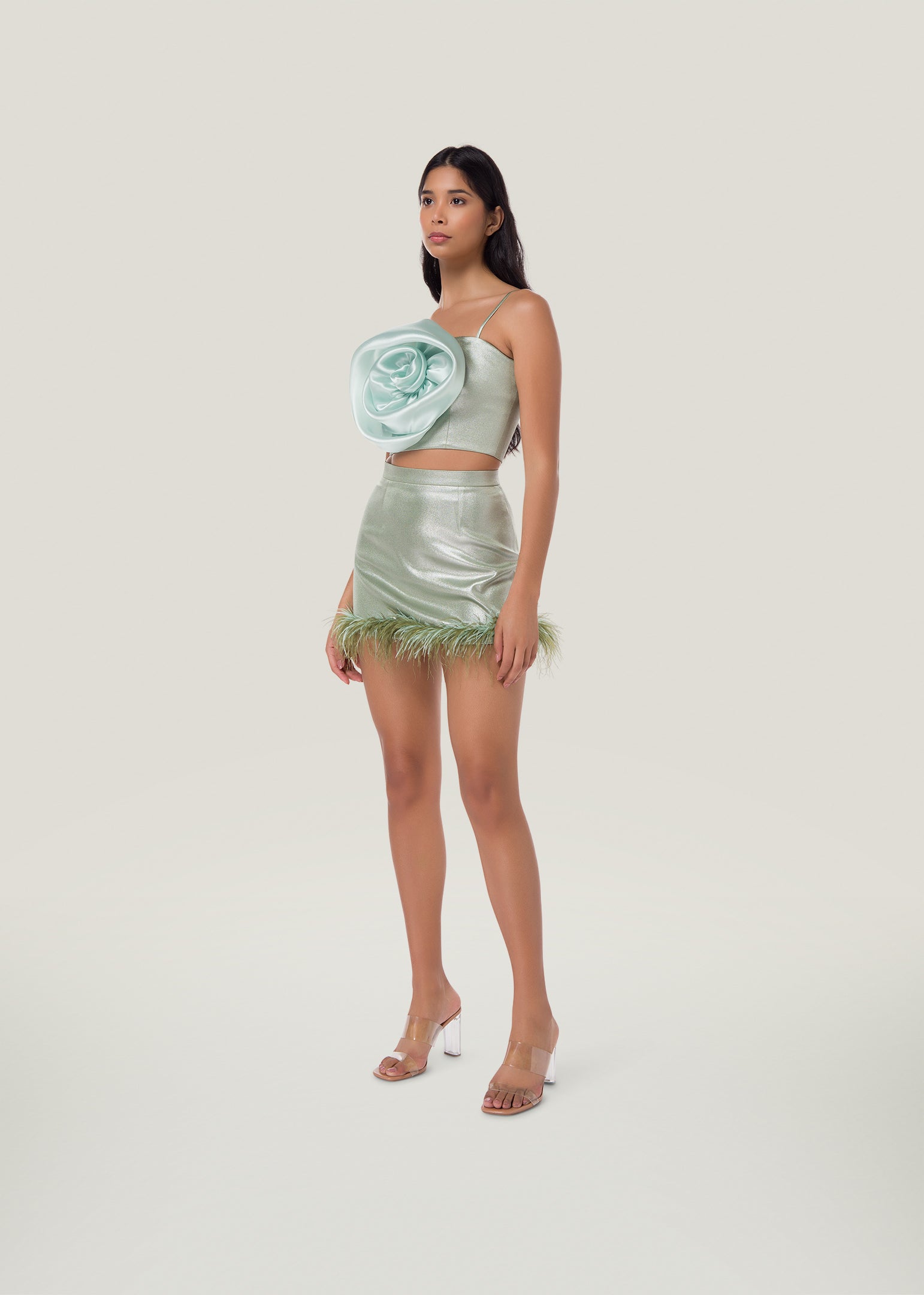 Une Rose Shimmer Crop Top