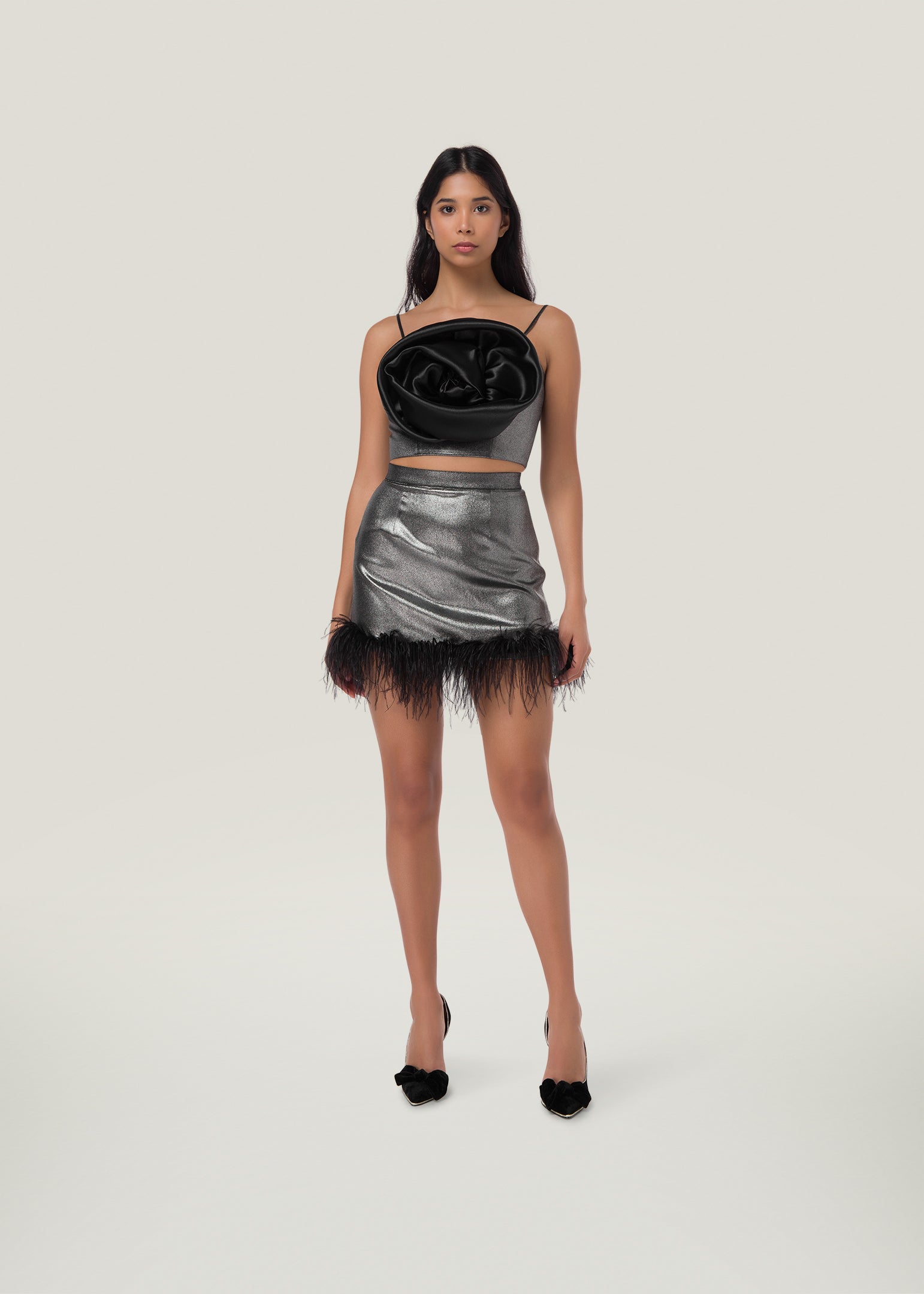 Une Rose Shimmer Crop Top