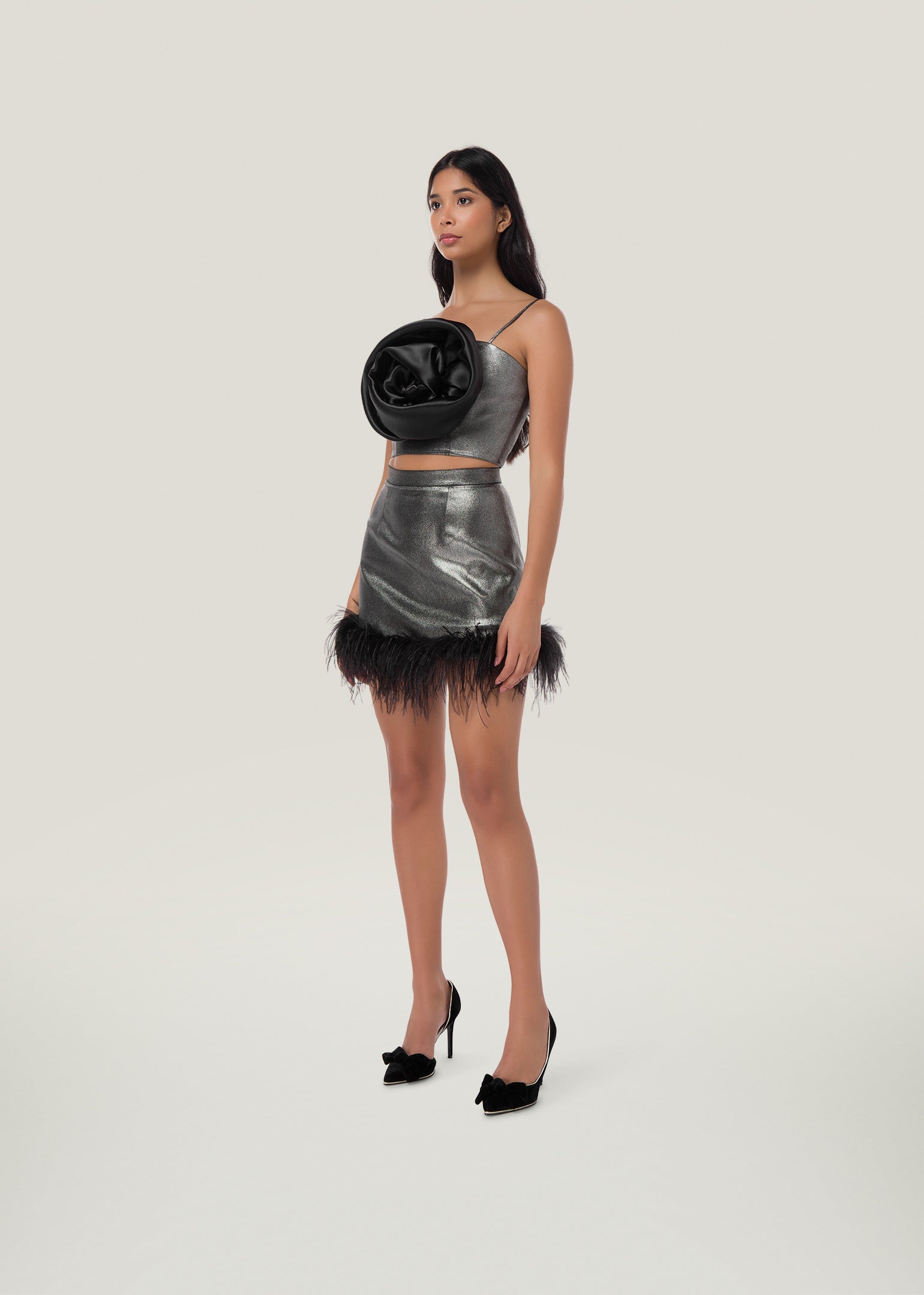 Une Rose Shimmer Crop Top