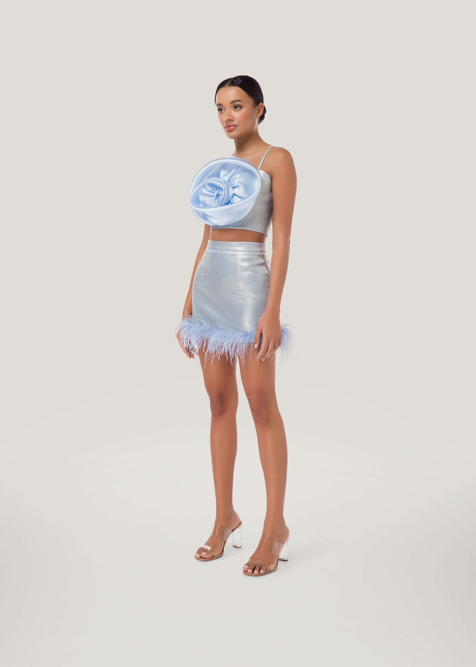 Une Rose Shimmer Crop Top