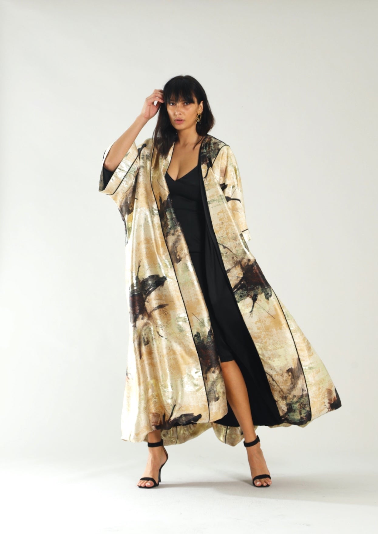 Kaftan Bouffant Long - Black & Gold