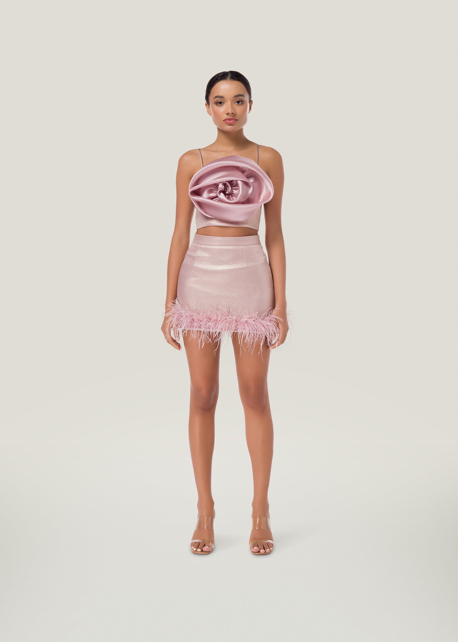 Une Rose Shimmer Crop Top