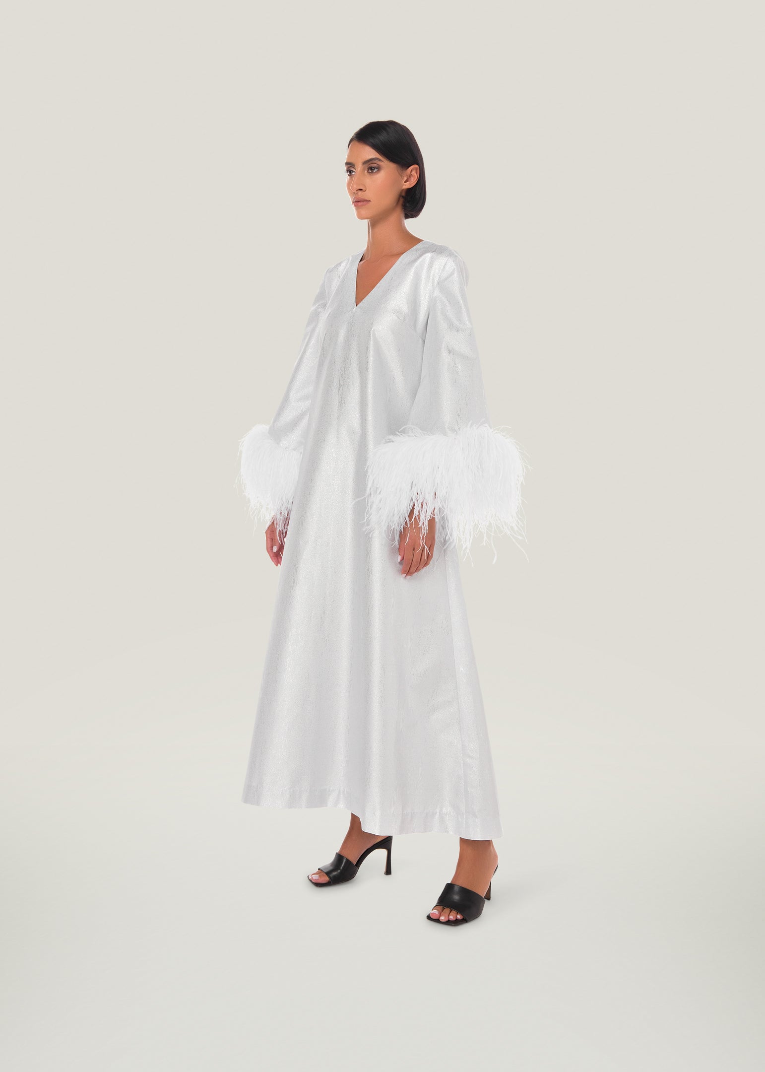 Shimmer Feather Bell-sleeve Kaftan