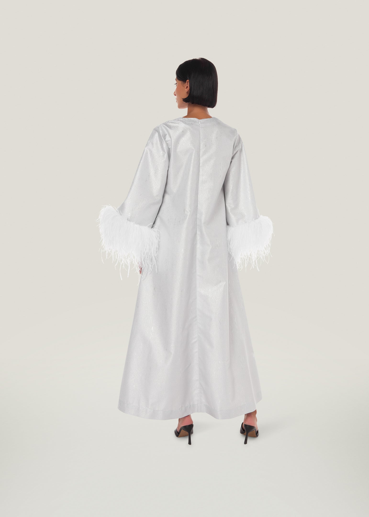 Shimmer Feather Bell-sleeve Kaftan