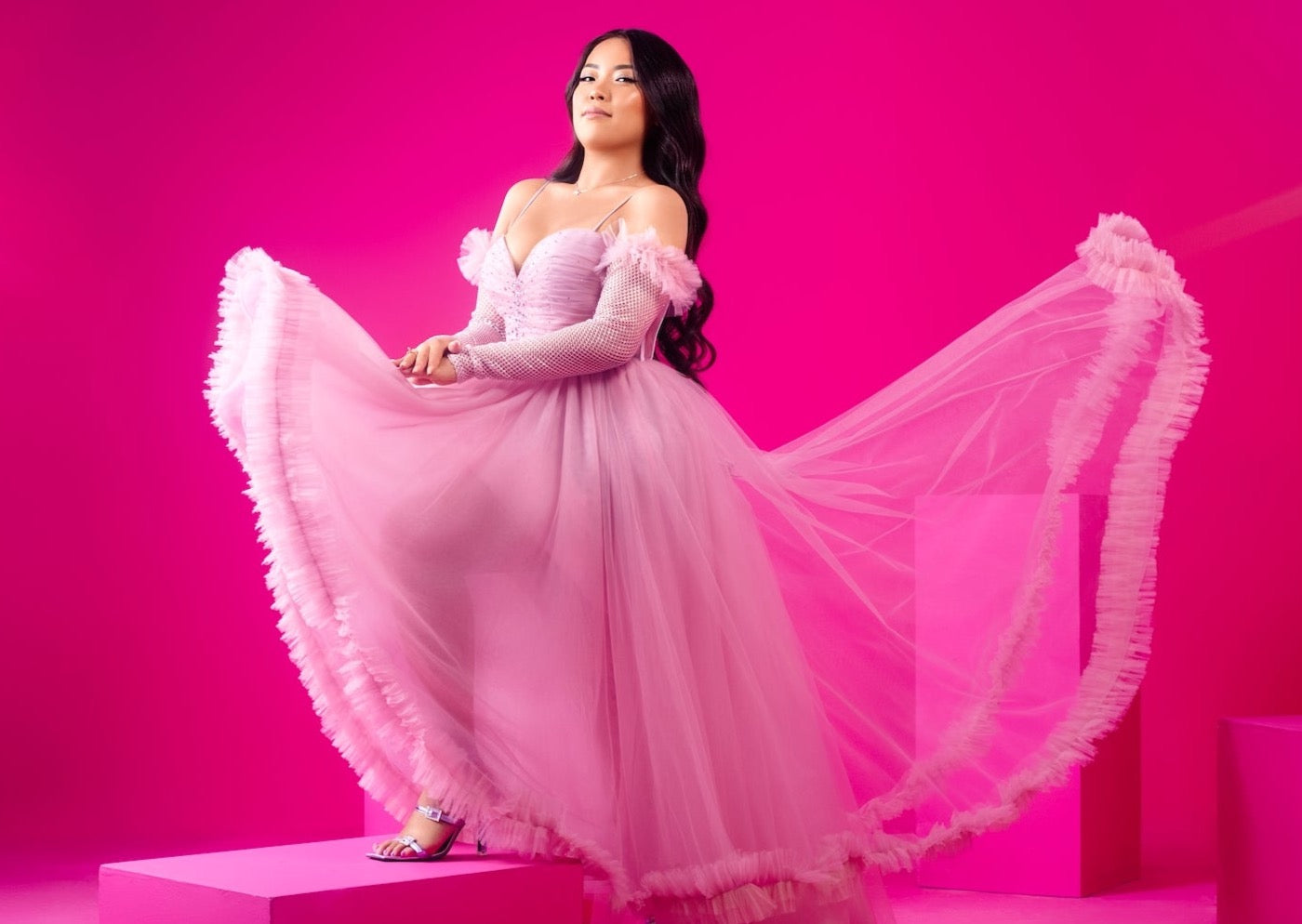 Tulle Crystal Mesh Gloves