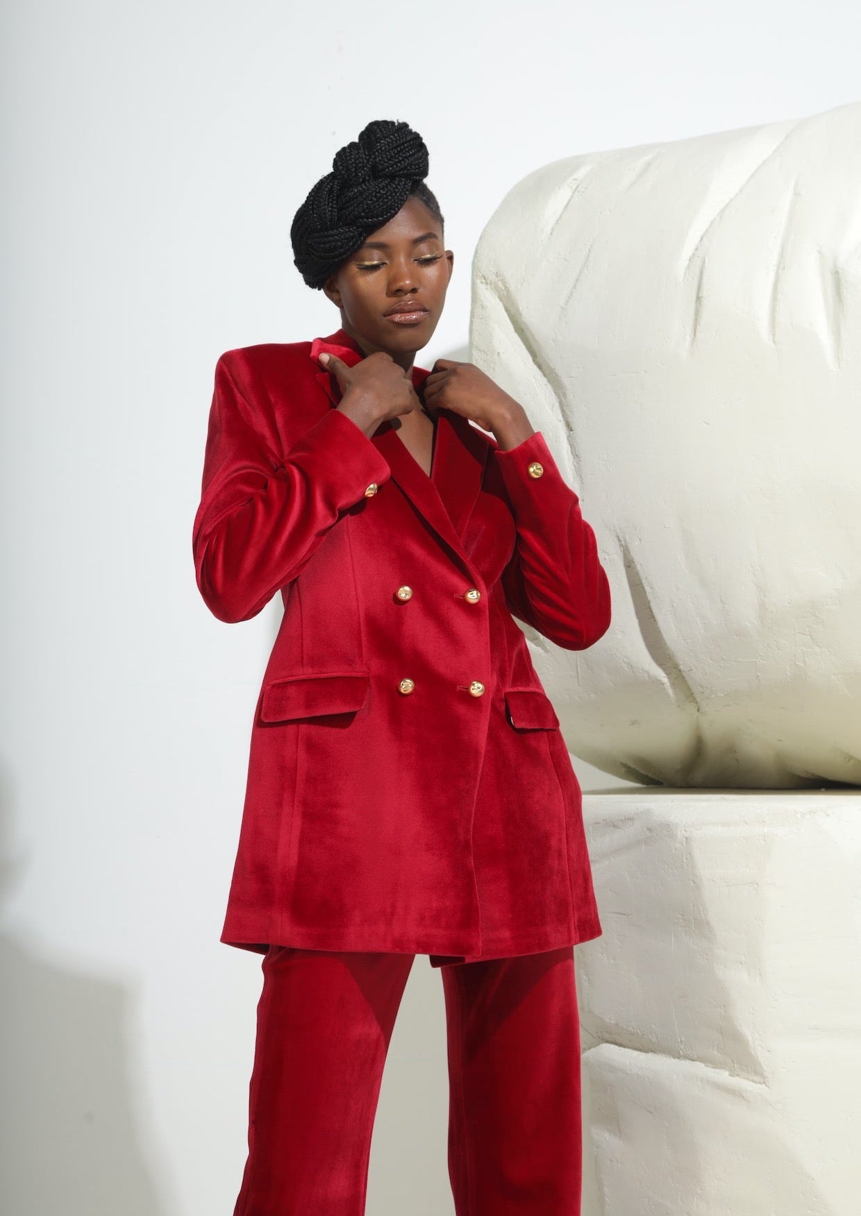 Double Breasted Velvet Blazer