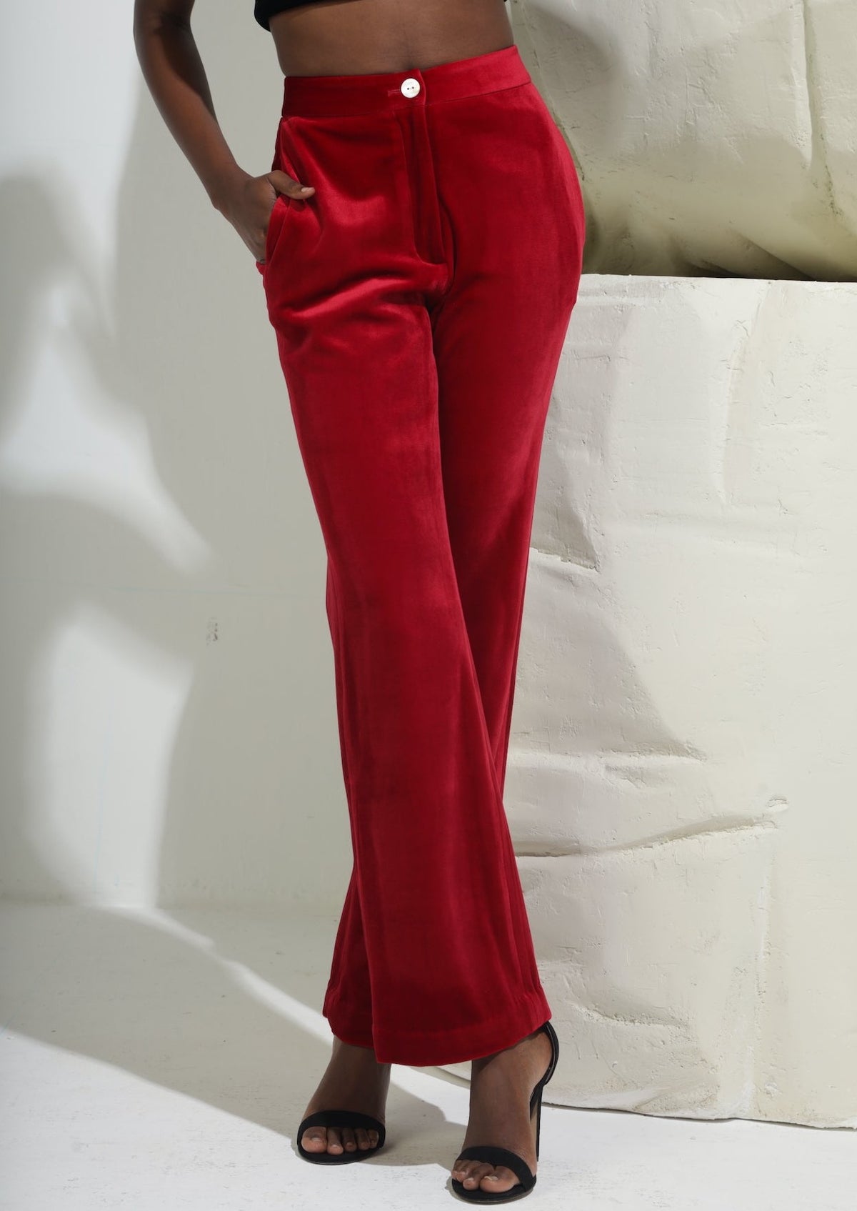 Velvet High-Waisted Trousers