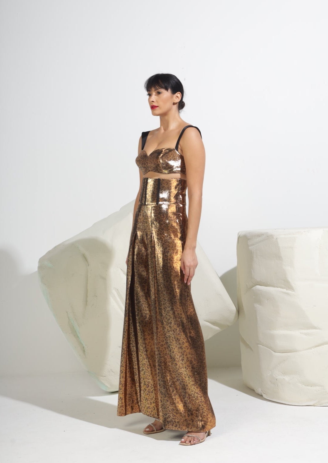 Leopard Print Bralette - Metallic Gold