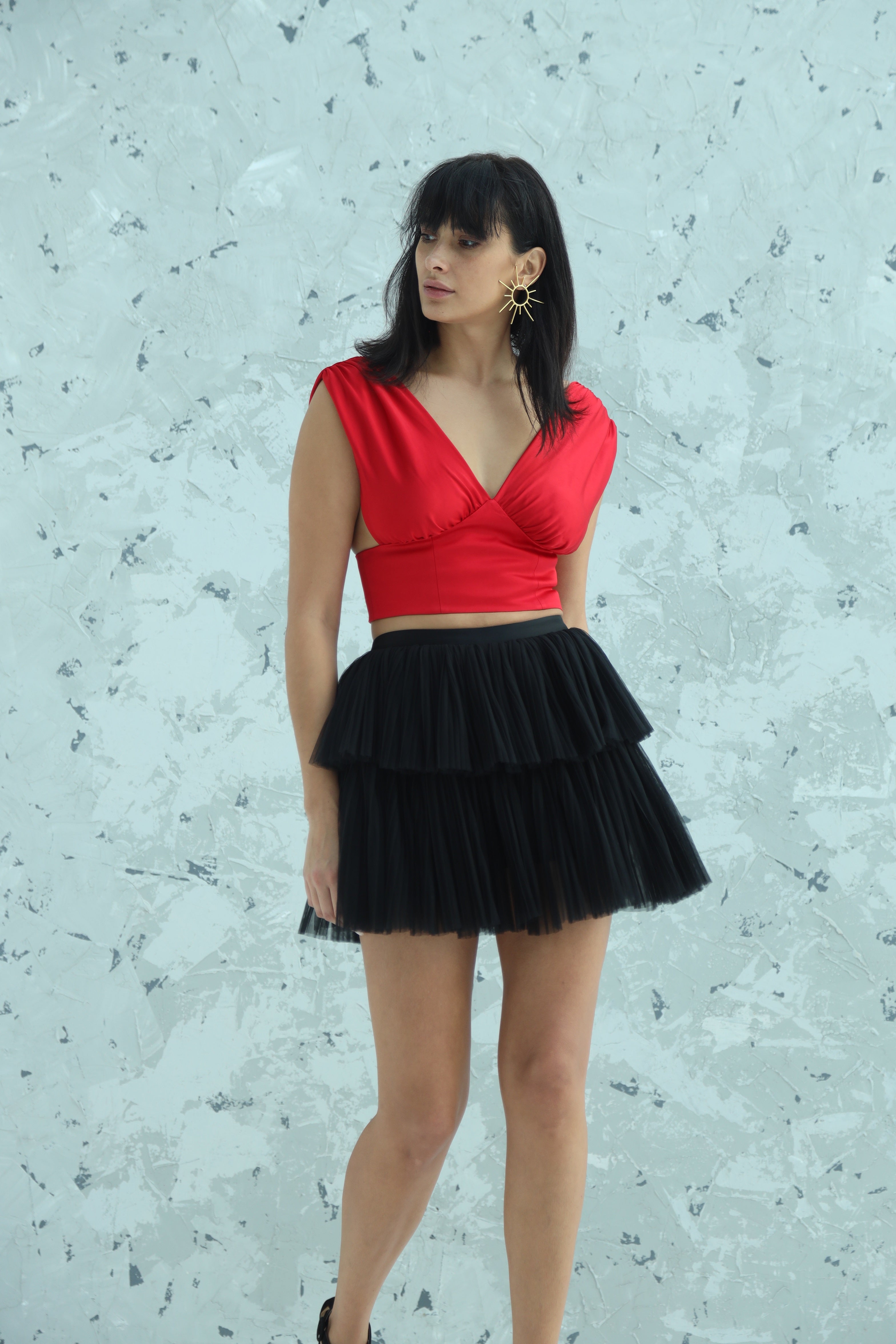 Satin Plunge Crop Top