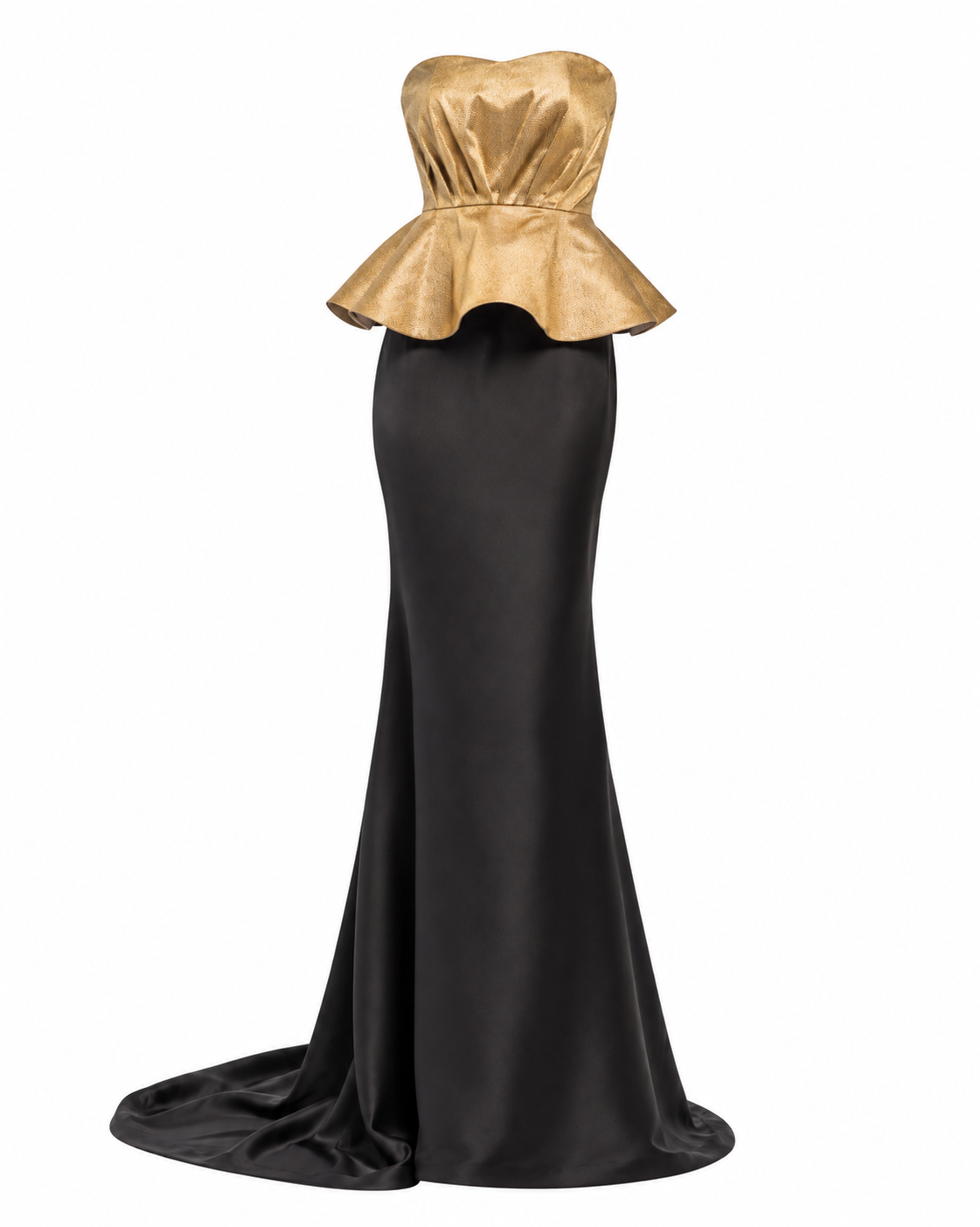 Metallic Sweetheart Peplum Gown