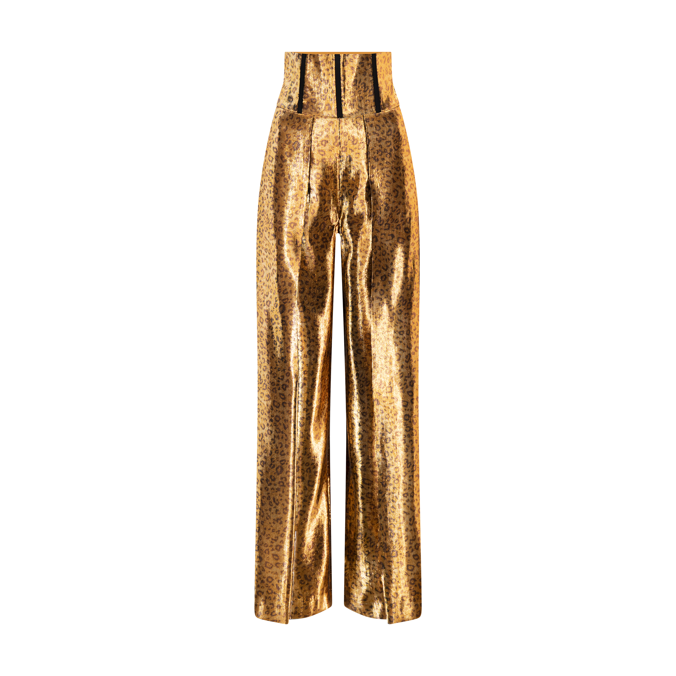 Leopard Print Corset Wide-Leg Trousers