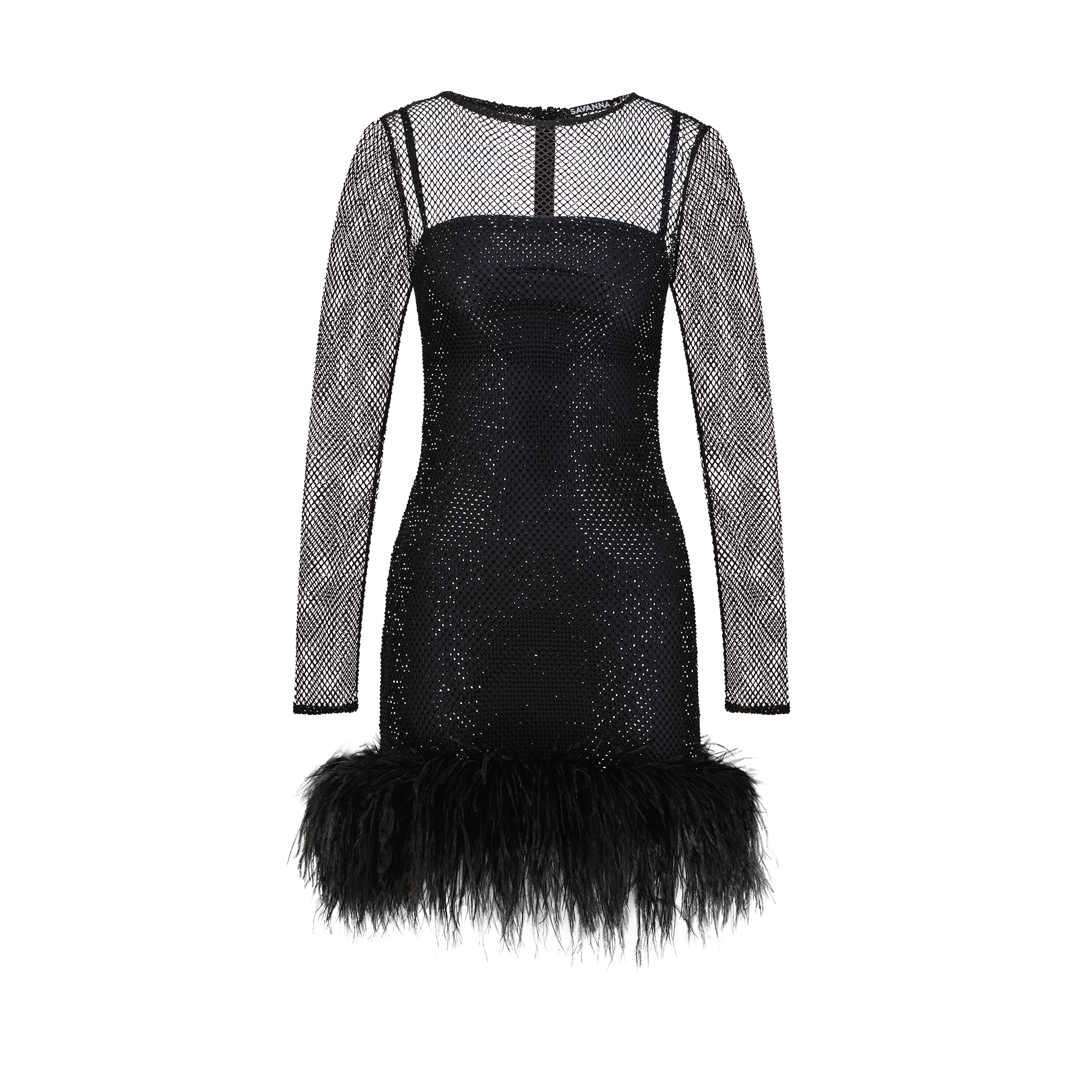 Feather-trimmed Crystal Embellished Mini Dress