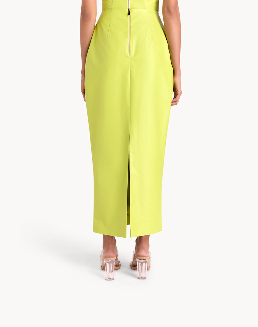 Faux Leather Embroidered Pencil Skirt
