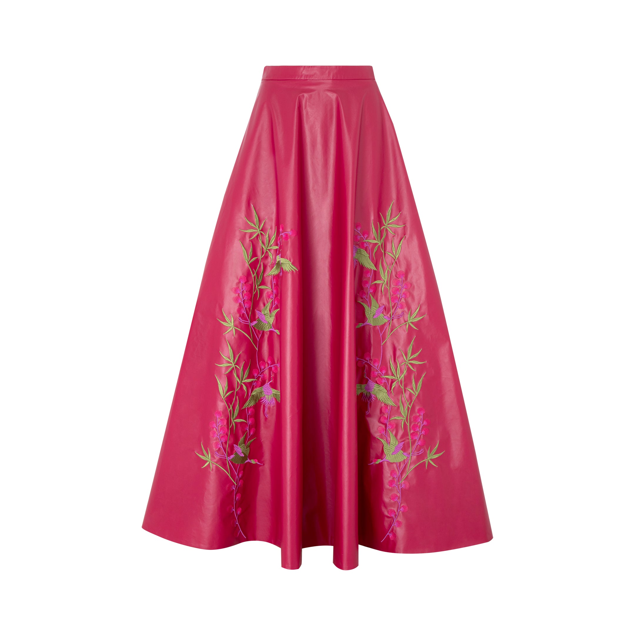 Faux Leather Embroidered Maxi Skirt