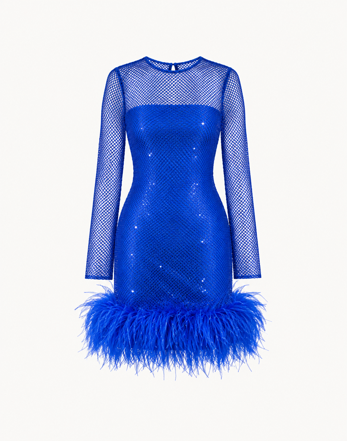 Feather-trimmed Crystal Embellished Mini Dress