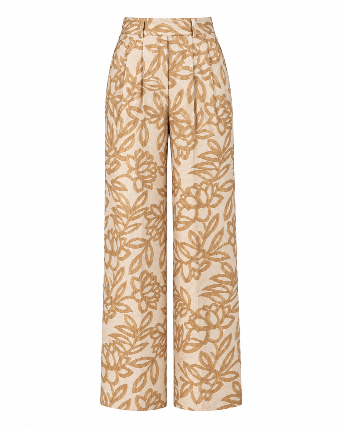Metallic Jacquard Floral High-Waisted Trousers
