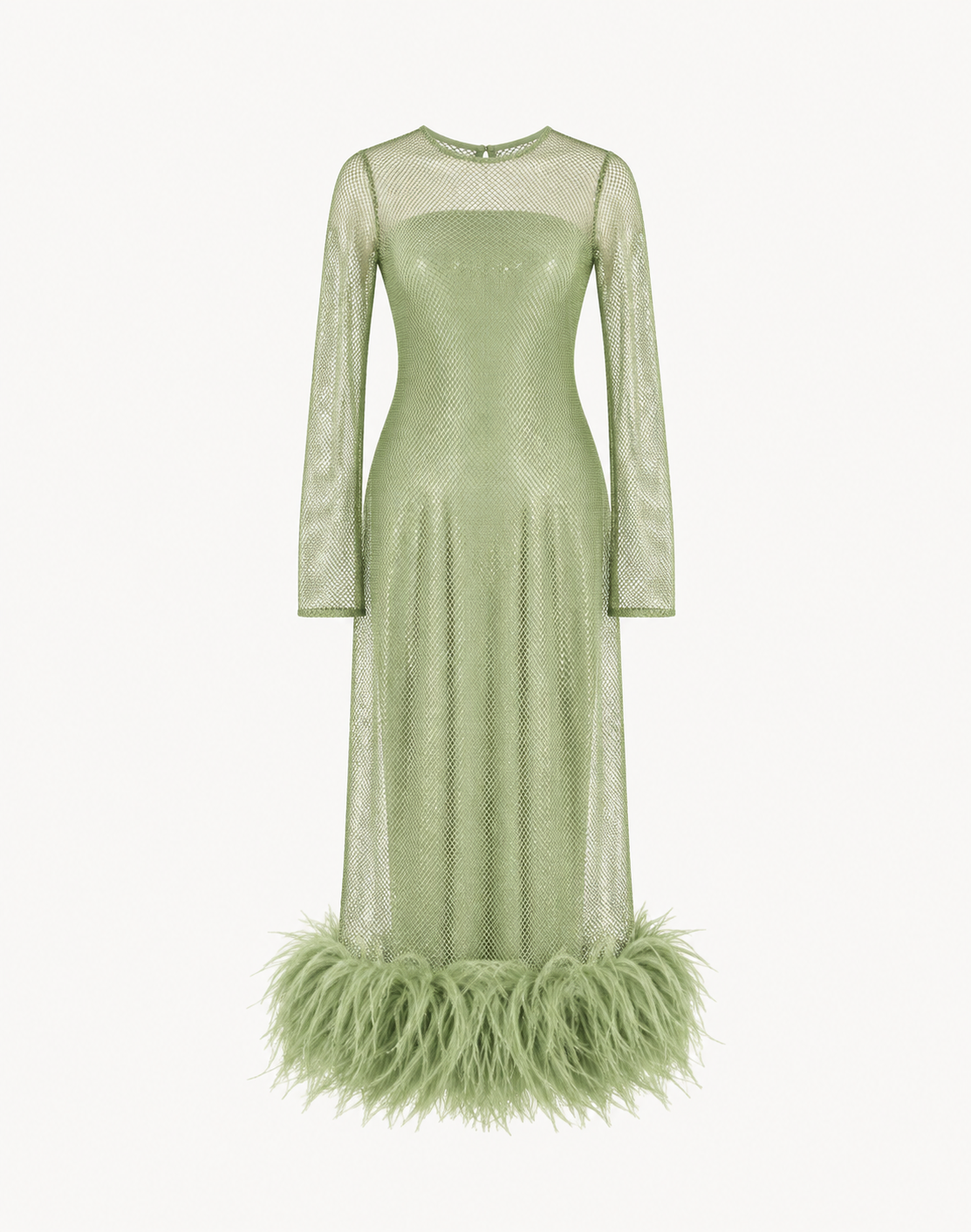 Feather-trimmed Crystal Embellished A-line Dress