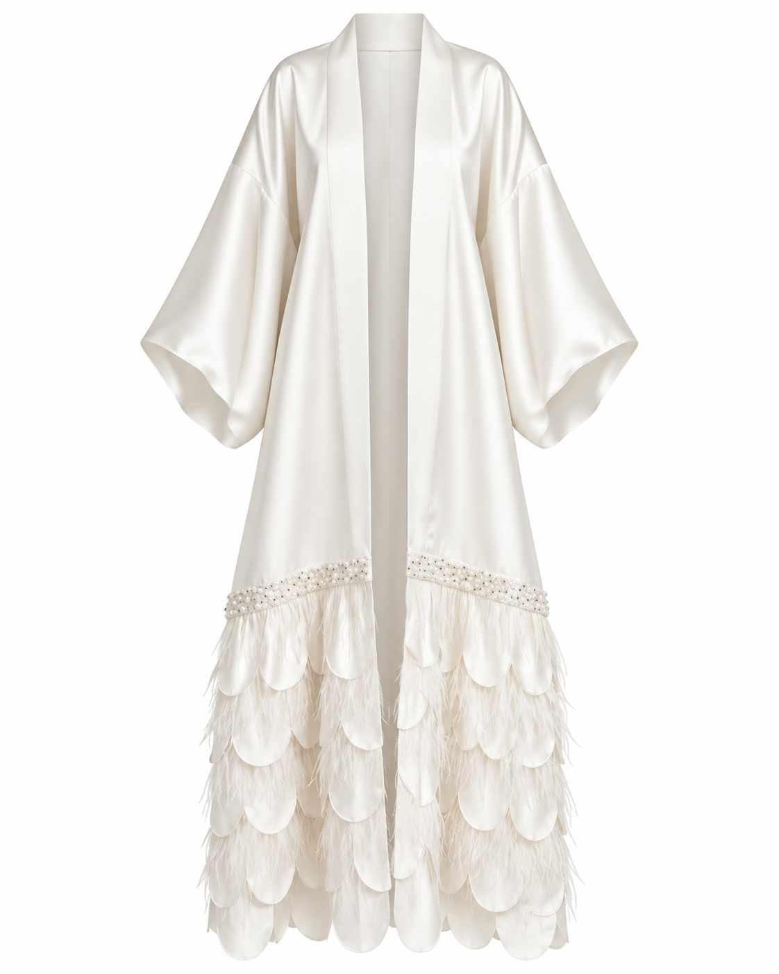 Essence Feather Detail Silk Abaya