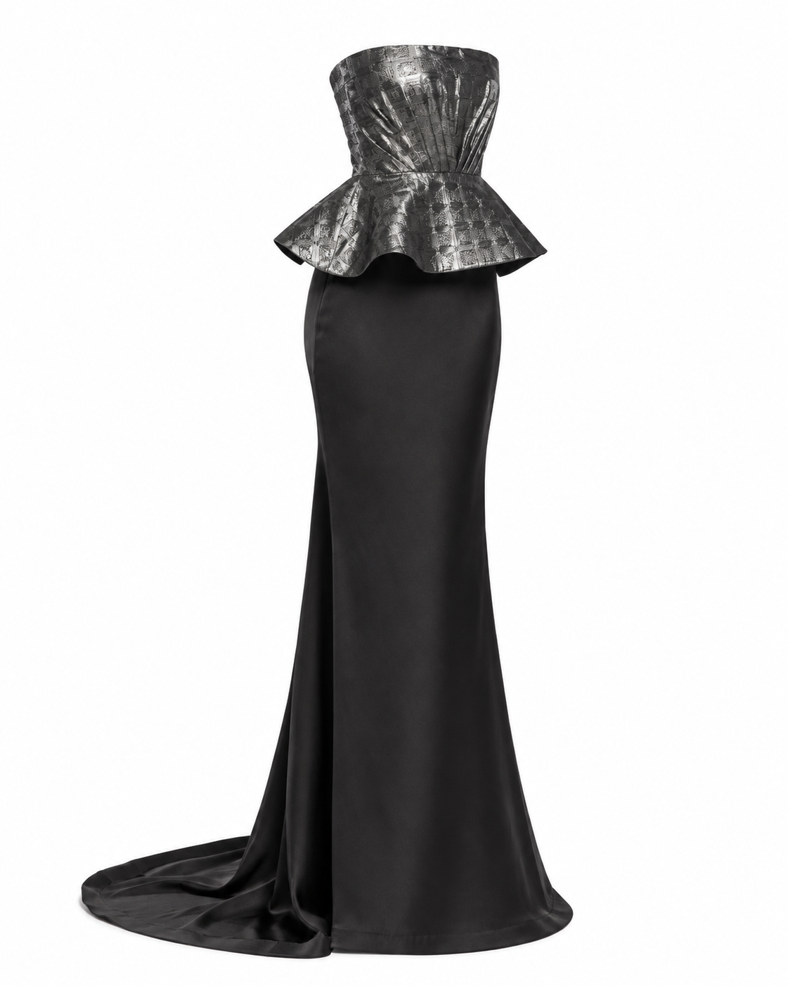 Metallic Sweetheart Peplum Gown