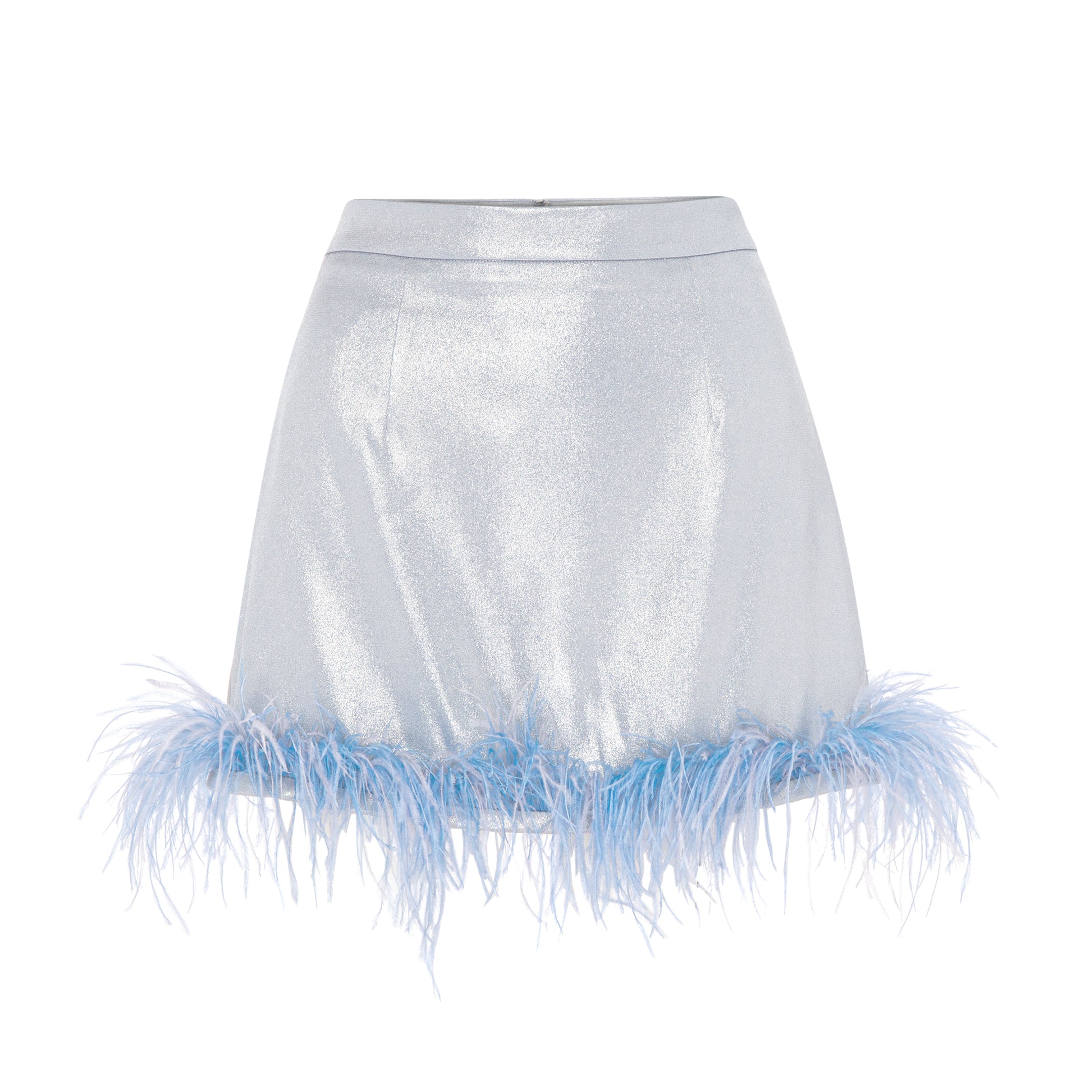 Shimmery Feather-Trimmed Mini Skirt