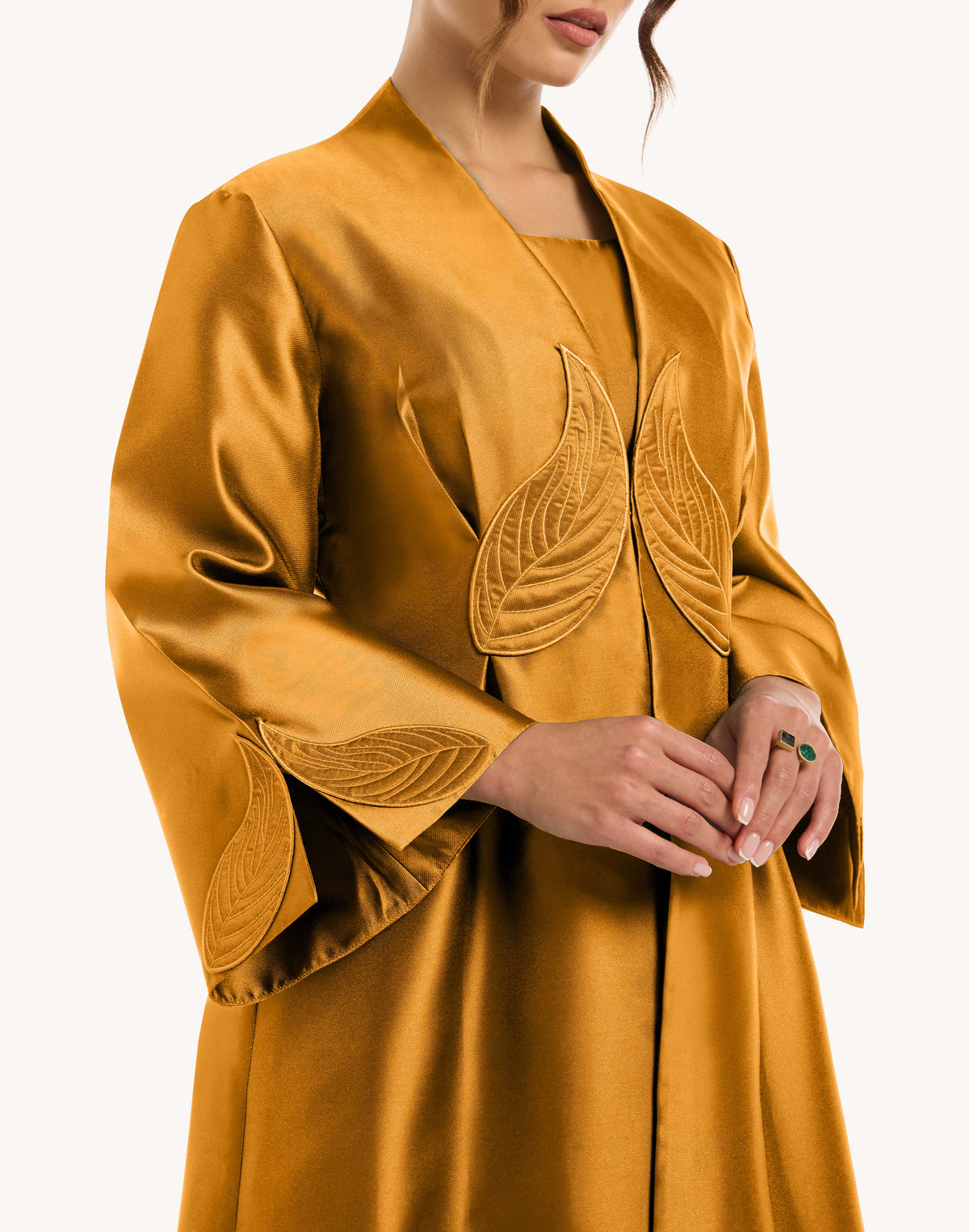 Alia Leaf Applique Kimono Abaya
