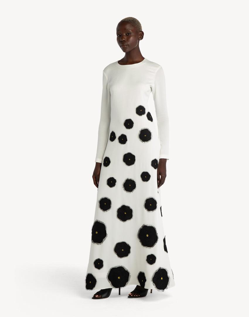 Raissa Floral Appliqué A-line Dress