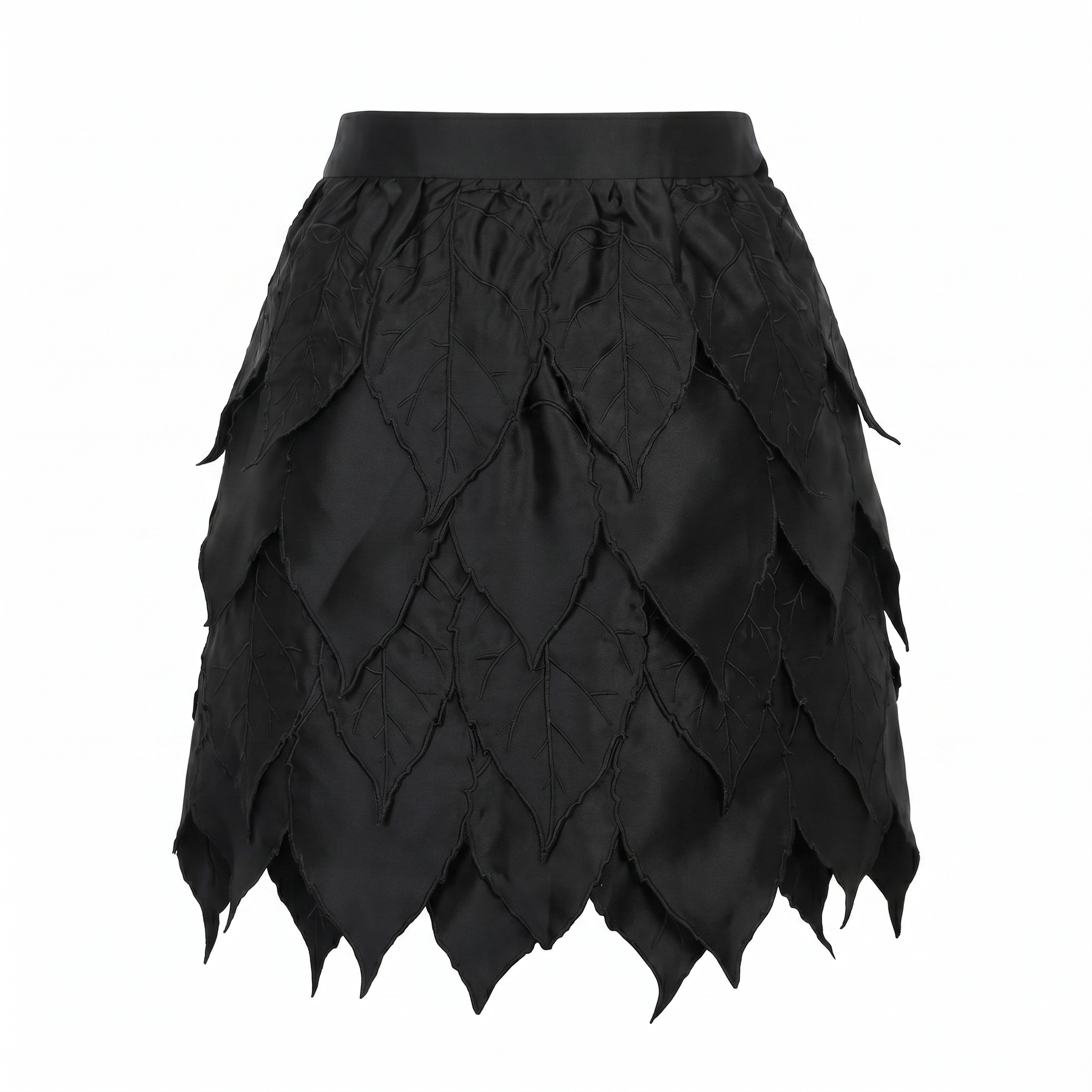 Layered Leaf Appliqué Mini Skirt