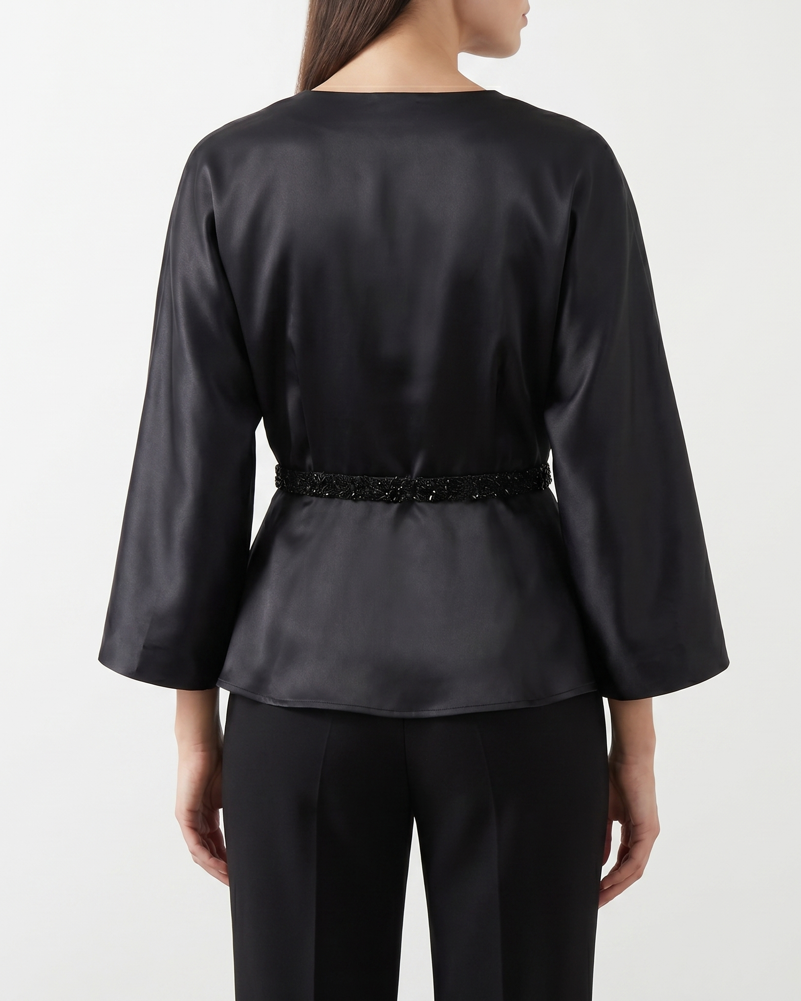 Beaded Peplum Organza Blouse