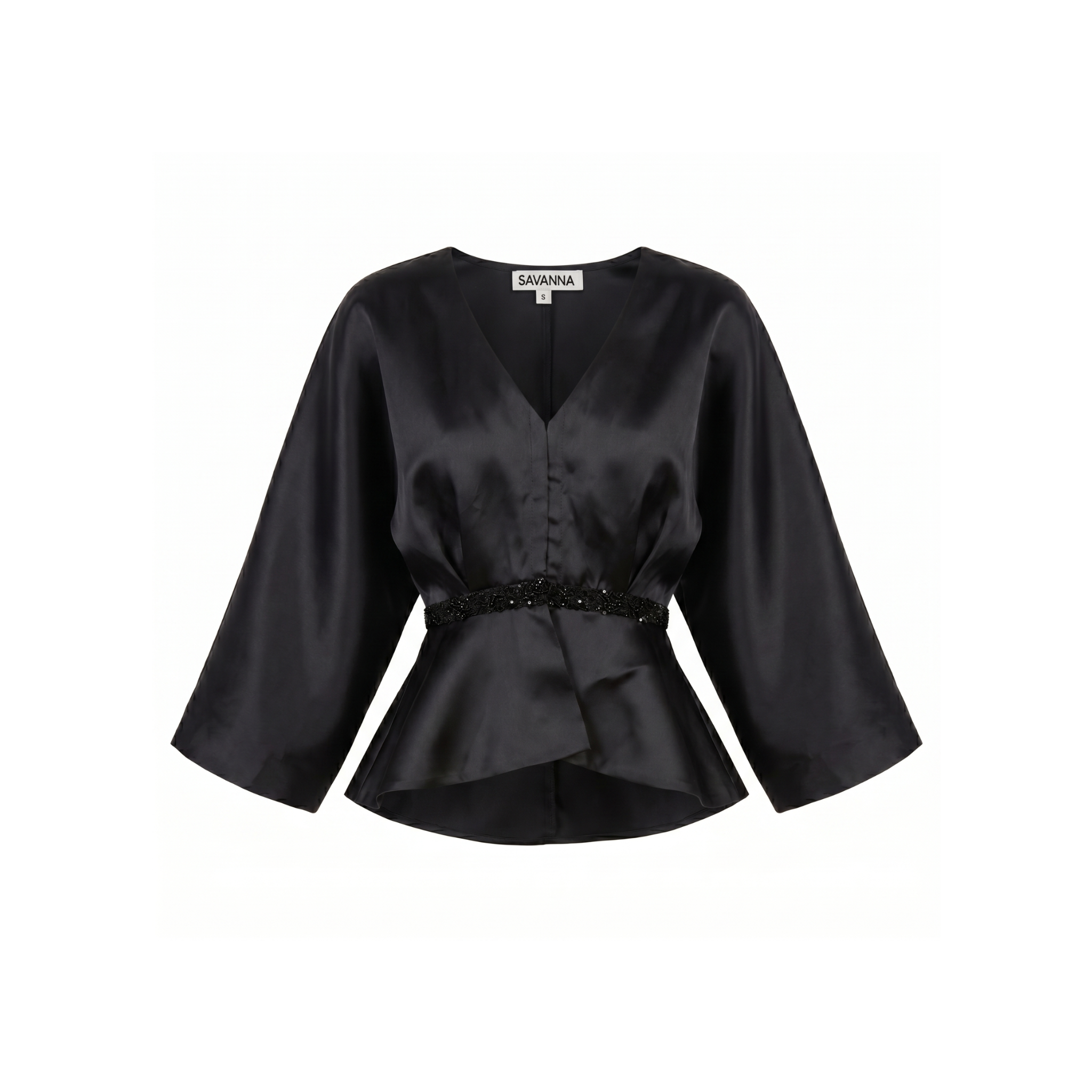 Beaded Peplum Organza Blouse
