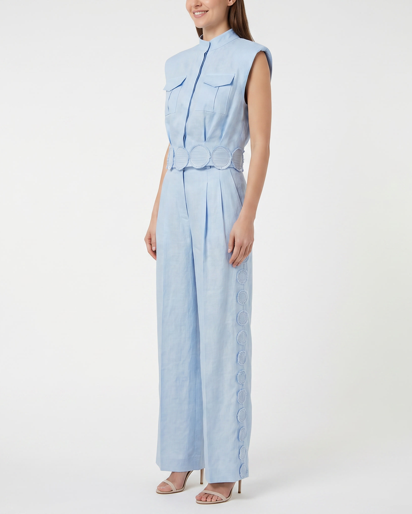 Hemp Logo Applique High Waisted Trousers