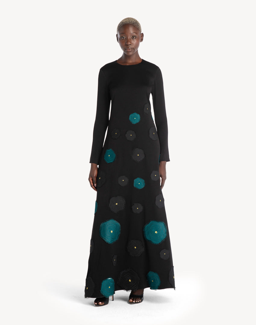 Raissa Floral Appliqué A-line Dress