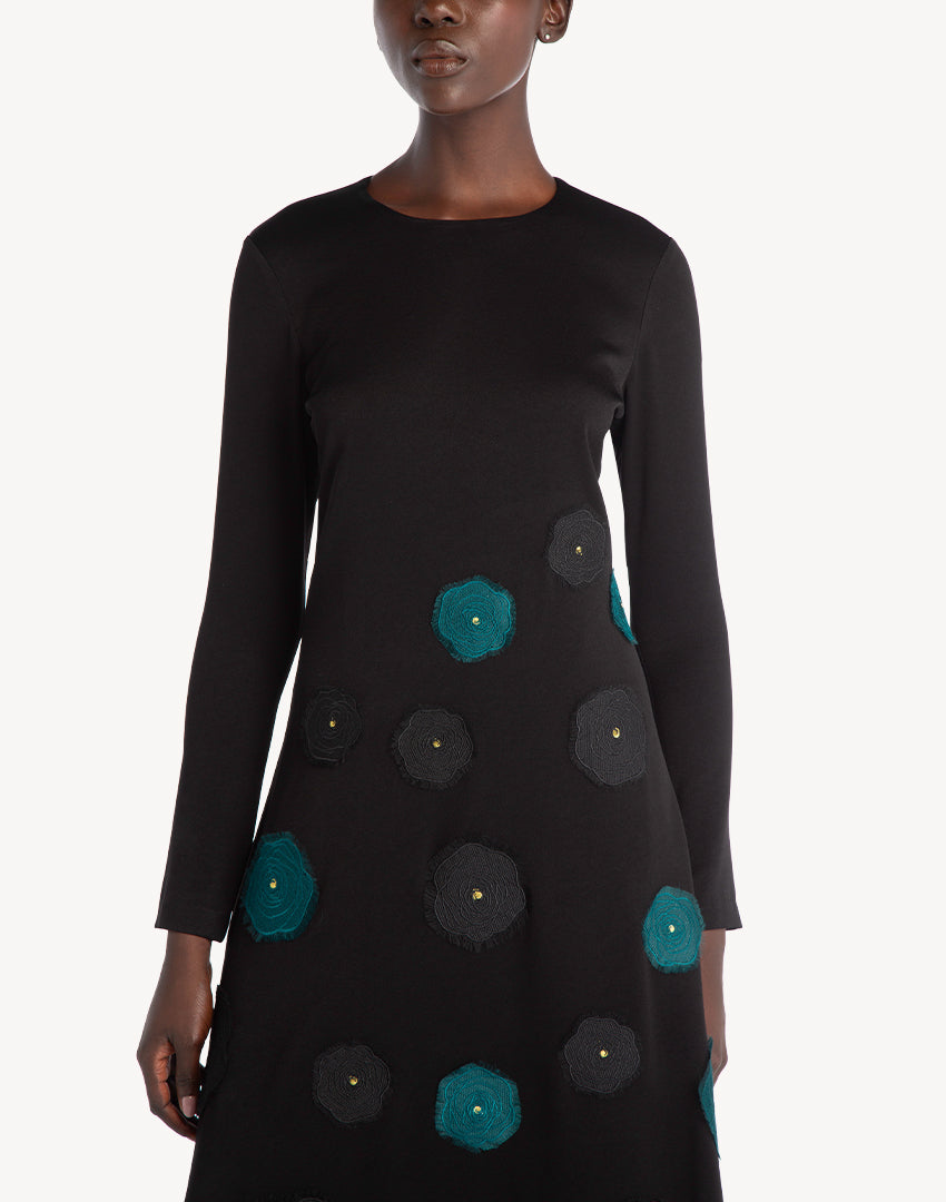 Raissa Floral Appliqué A-line Dress