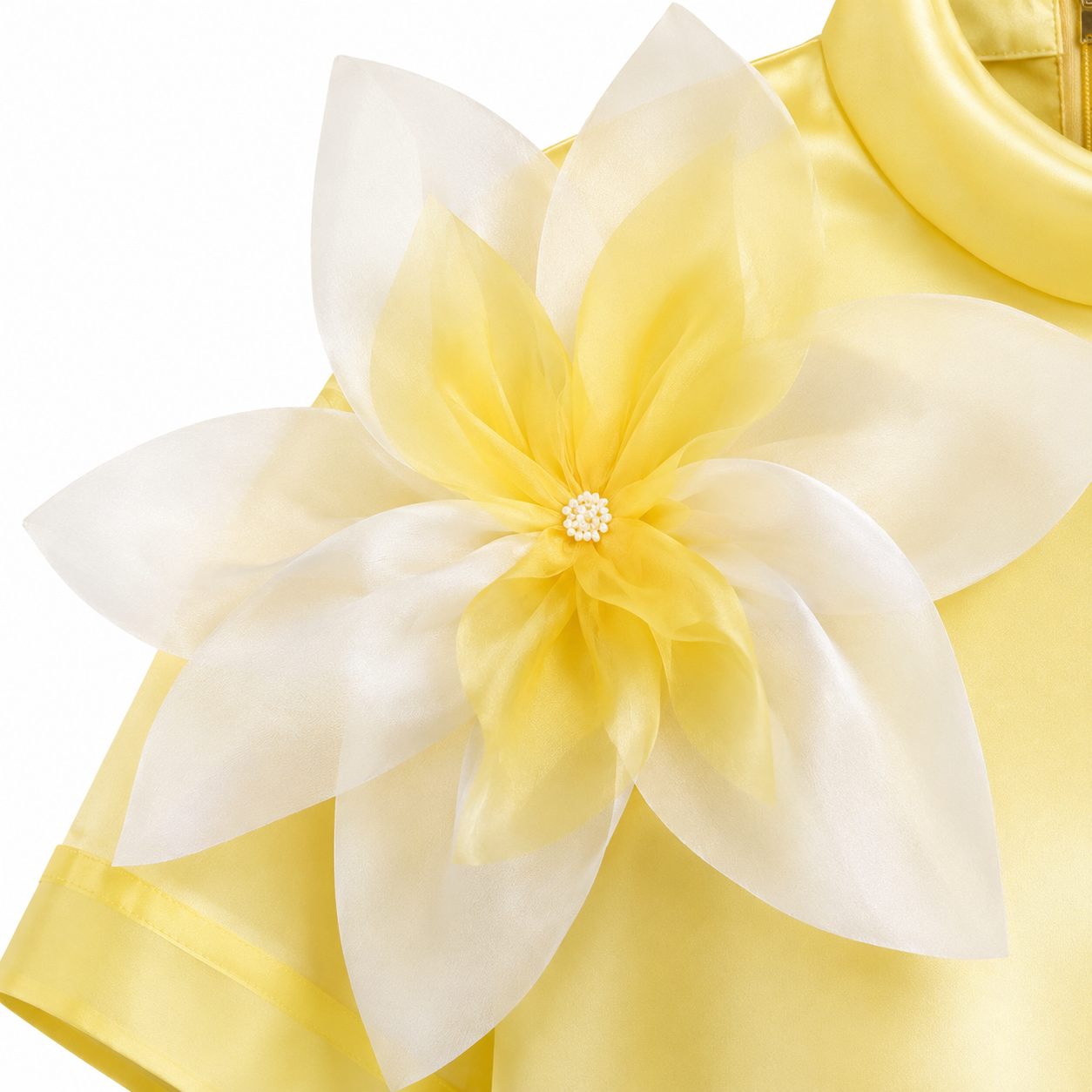 Fleur d’Épaule High-Neck Silk Blouse