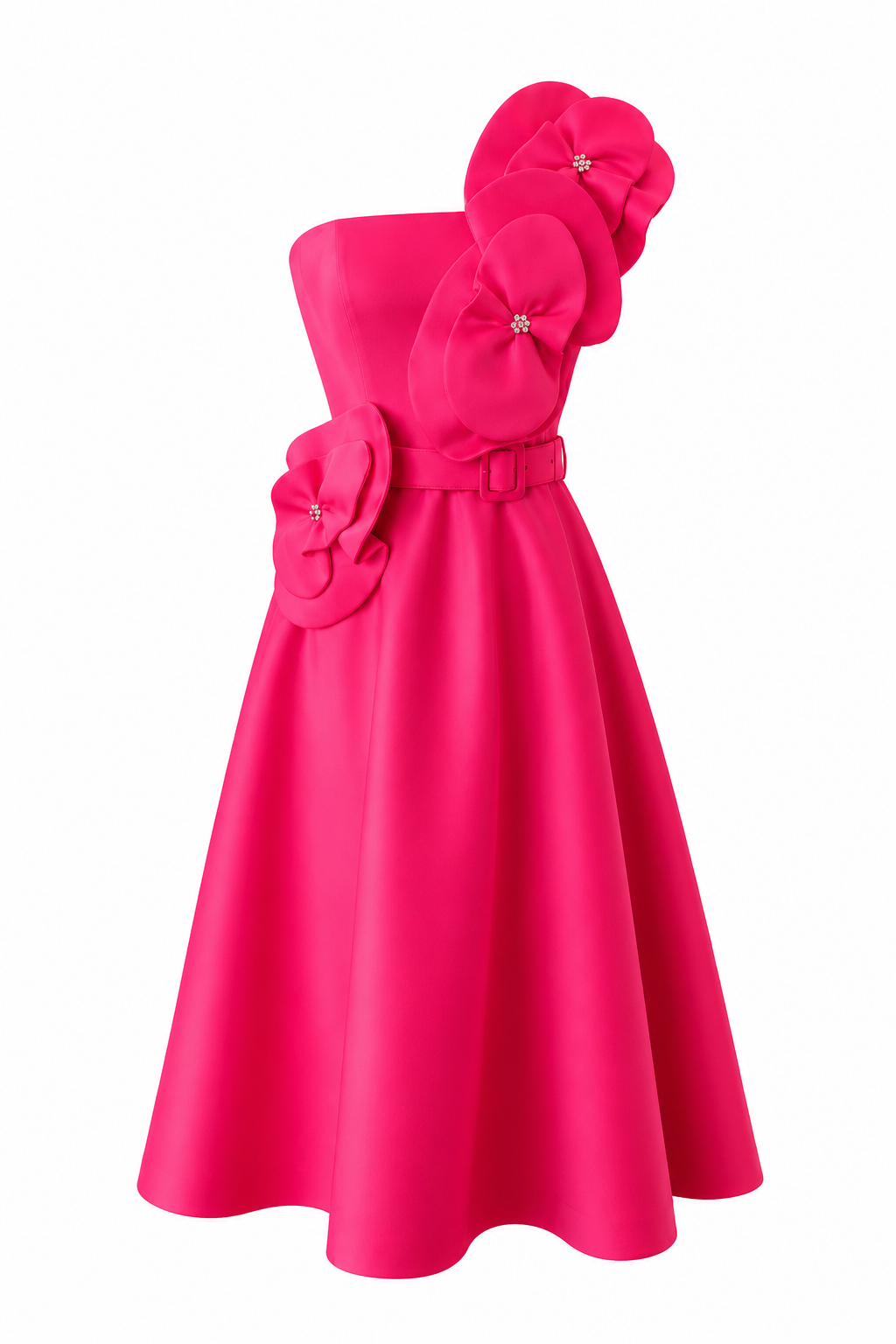 Trio Fleur Appliqué Mini Cocktail Dress