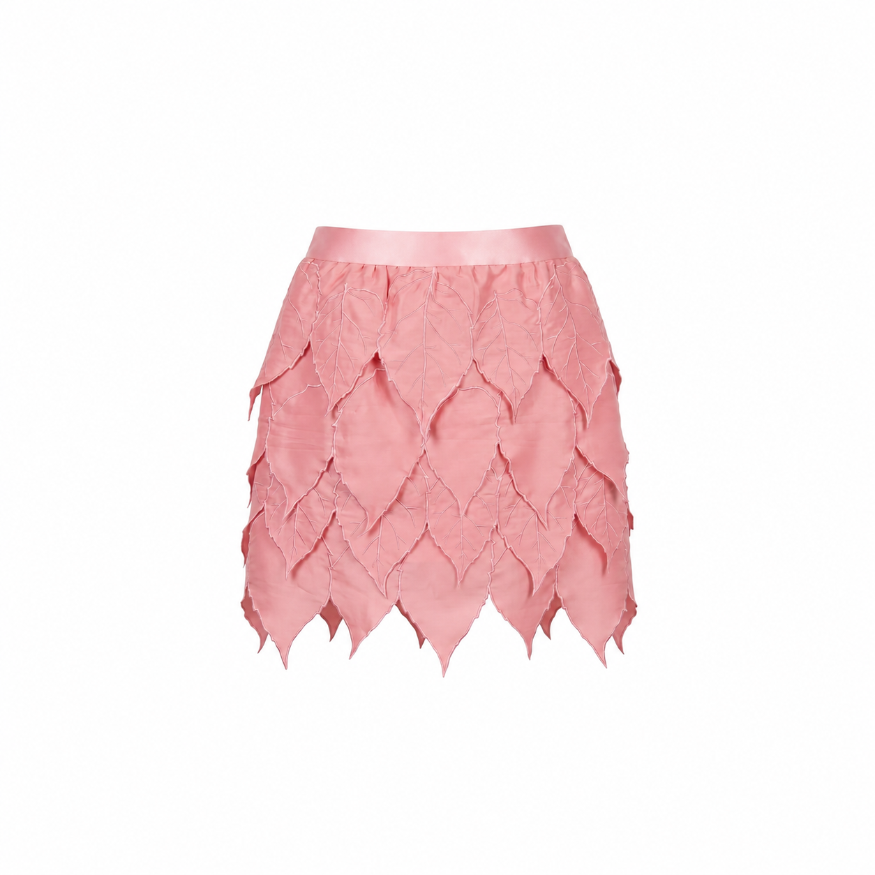 Layered Leaf Appliqué Mini Skirt