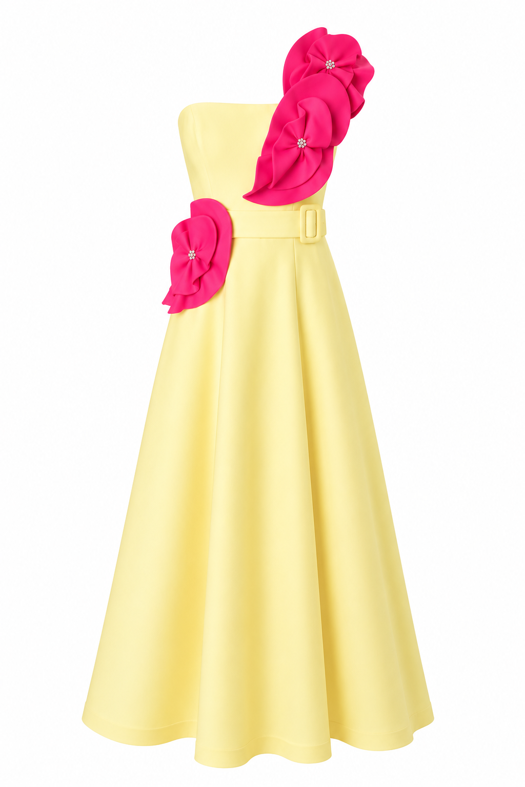 Trio Fleurs Appliqué Maxi Dress