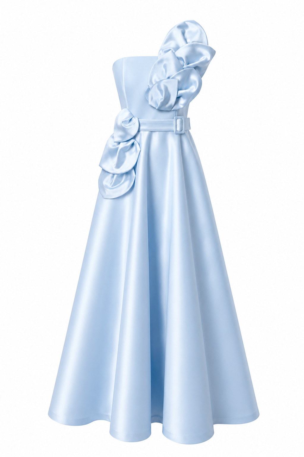 Feuille Appliqué One Shoulder Maxi Dress