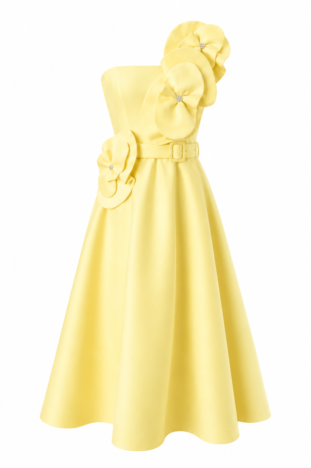 Trio Fleur Appliqué Mini Cocktail Dress