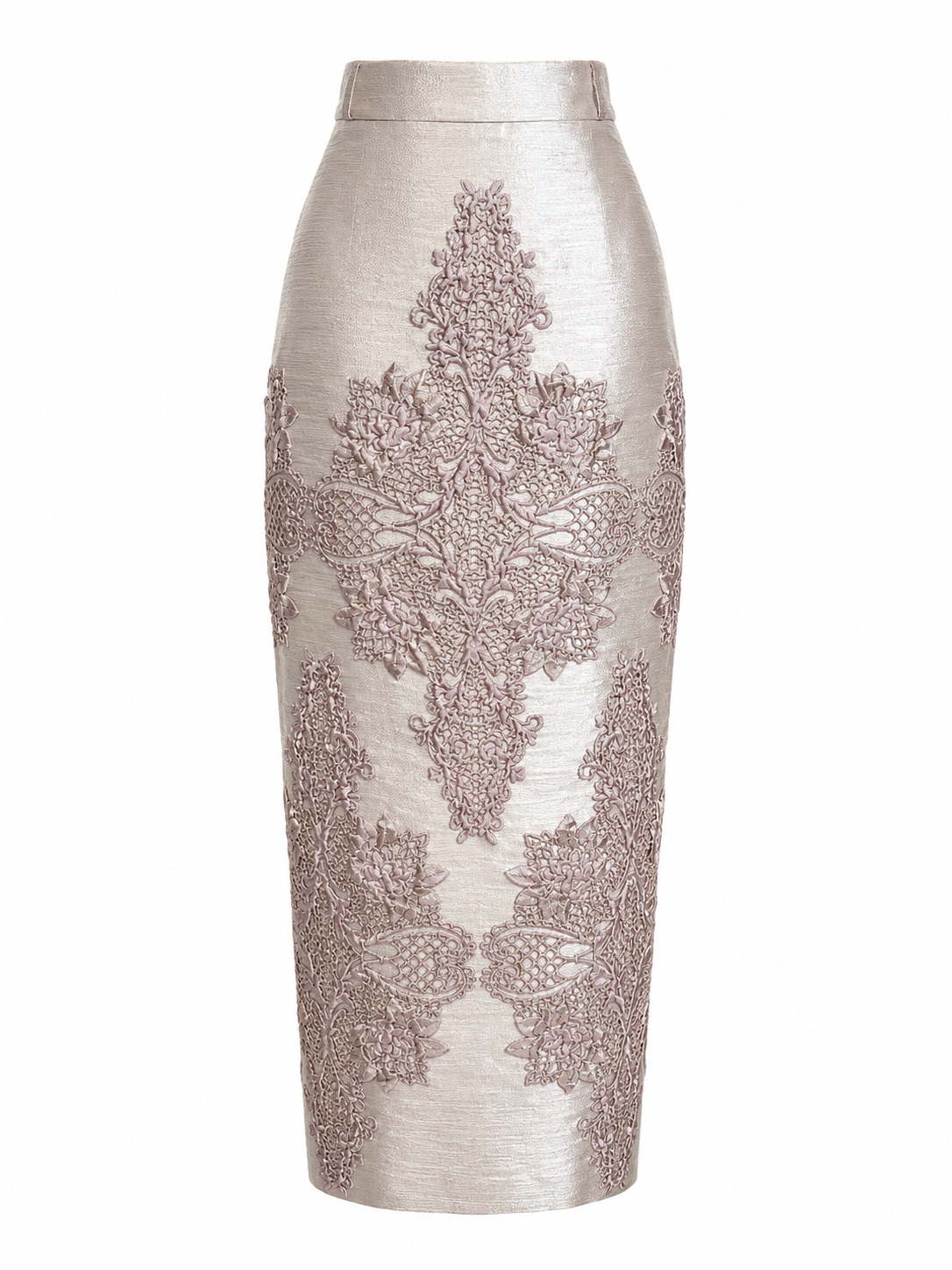 Brocade High-Waisted Pencil Skirt