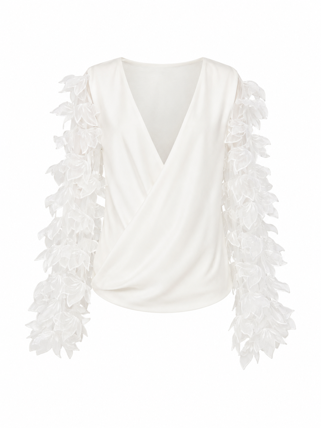 Drop-Leaf Sleeve Plunge Back Blouse
