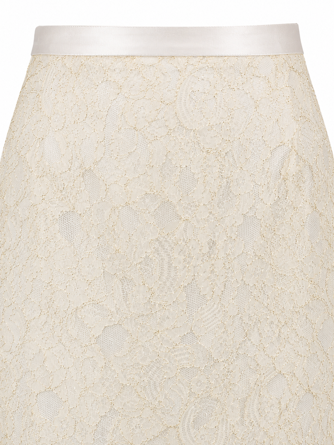 Lace Detail Silk Pencil Skirt