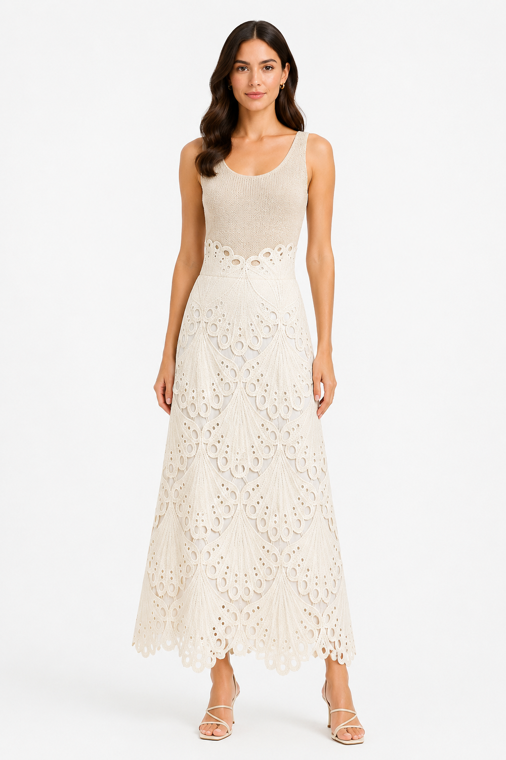 Lace Scallop Corset Maxi Skirt