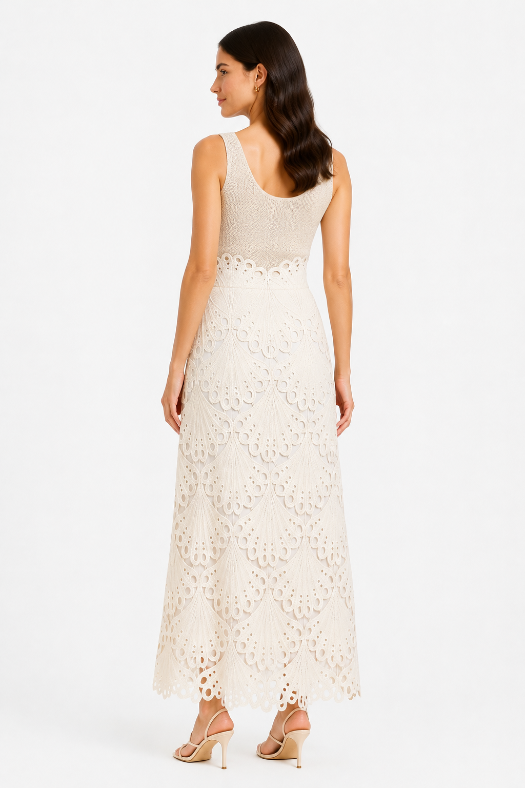 Lace Scallop Corset Maxi Skirt