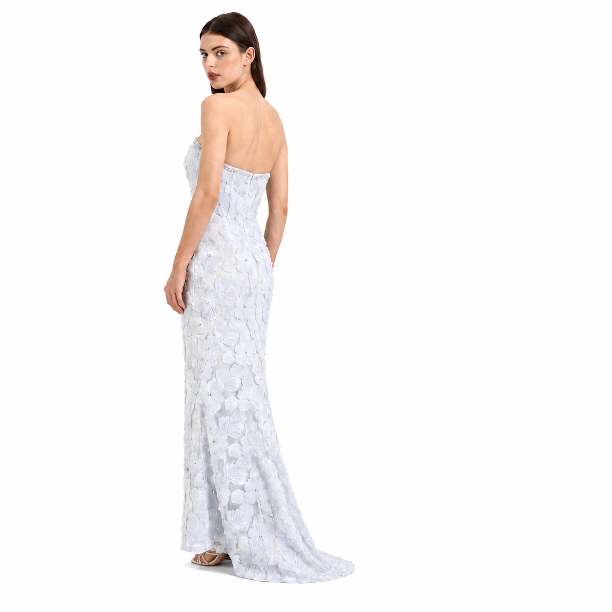 Fleur de Perle Strapless Mermaid  Dress