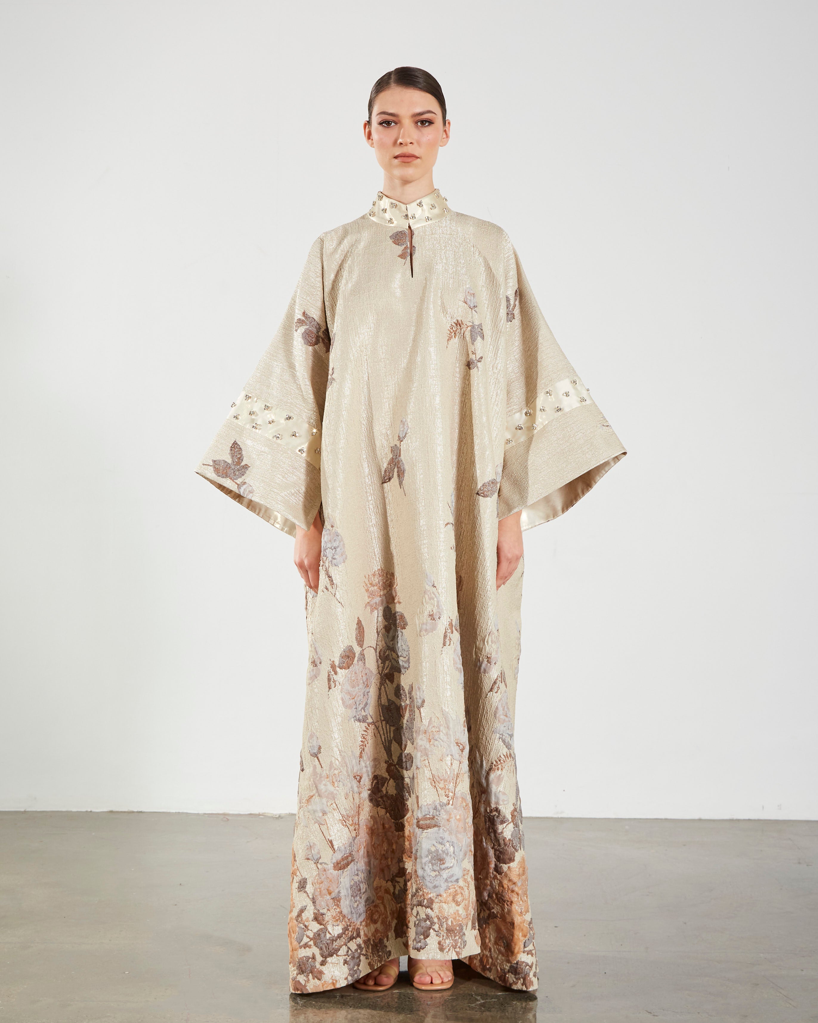 Brocade Embellished Rose Kaftan