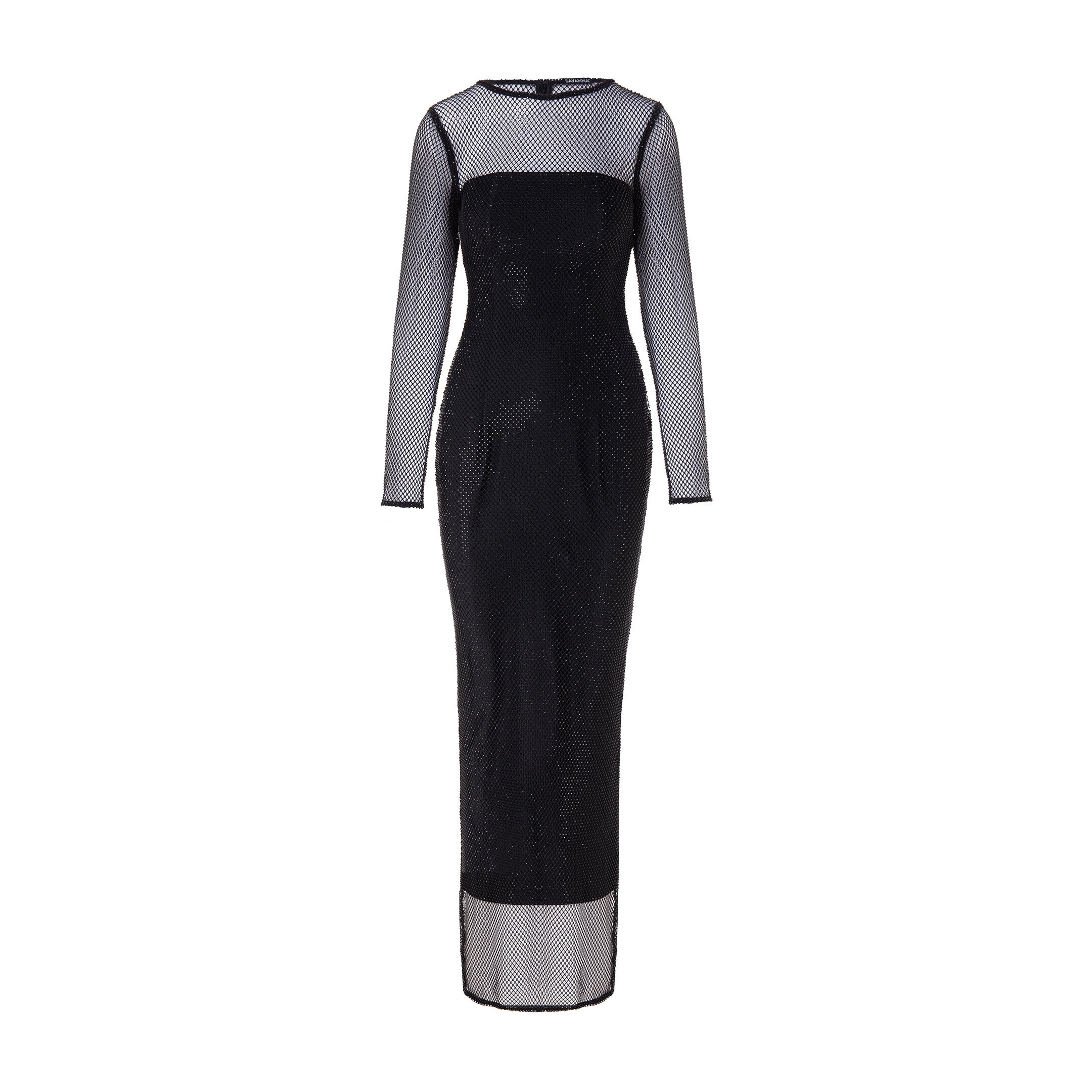 Crystal Embellished Long Sleeved Maxi Dress