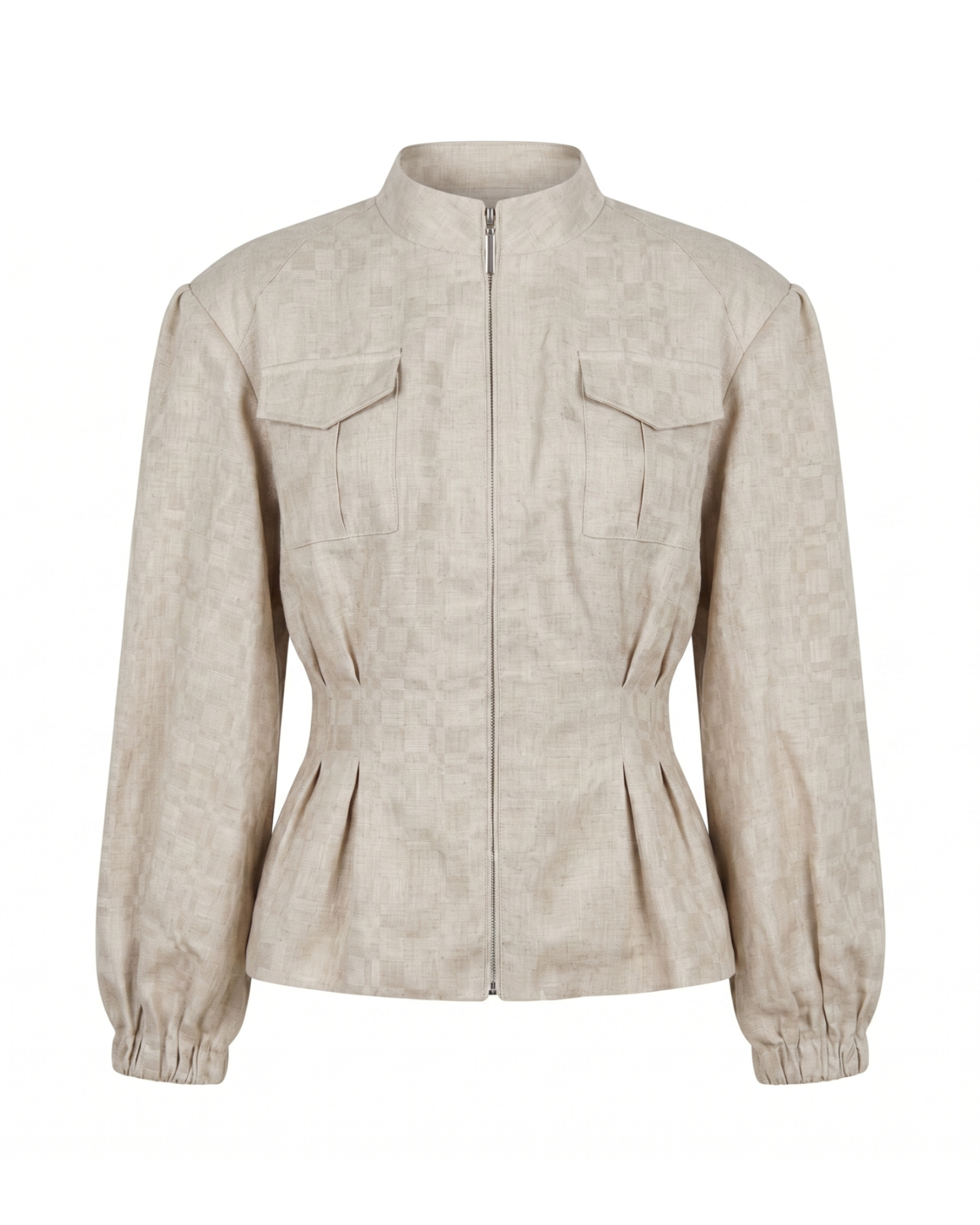 Hemp Mandarin Collar Safari Jacket