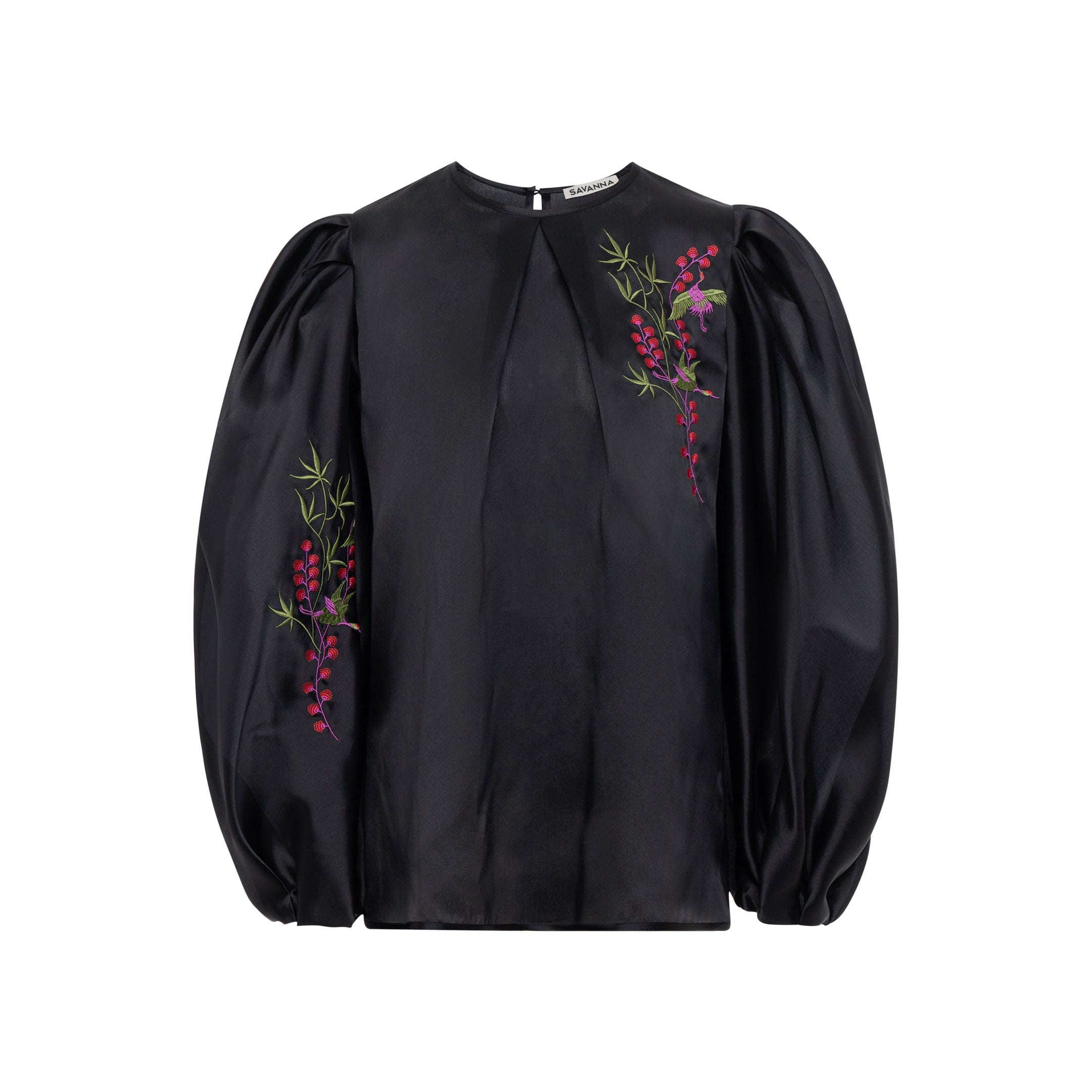 Embroidered Organza Sleeve Blouse