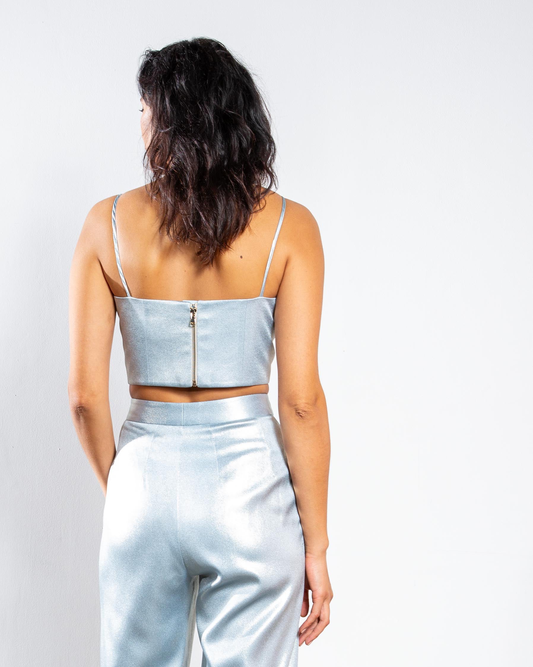 Essentials Shimmer Skinny Strap Crop Top